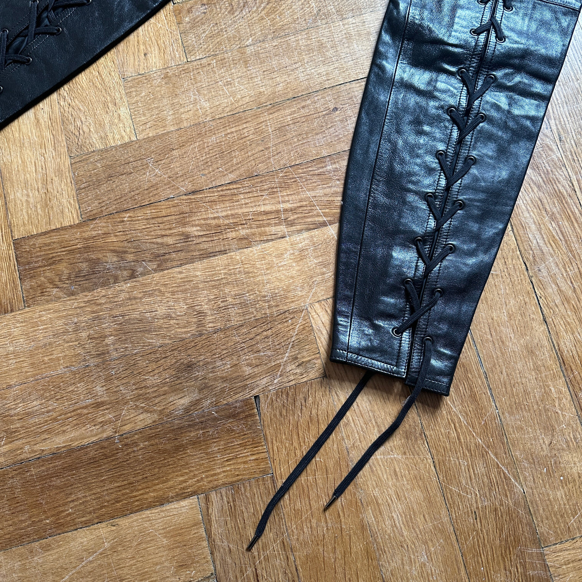 Christian Dior by John Galliano FW03 Black Laced Leather Pants