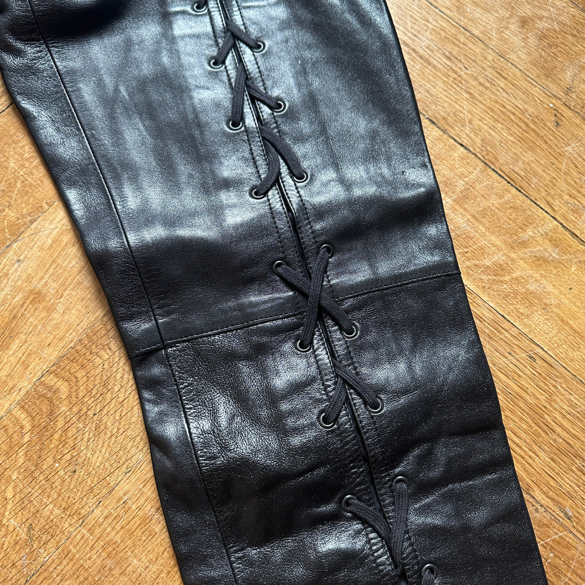 Christian Dior by John Galliano FW03 Black Laced Leather Pants