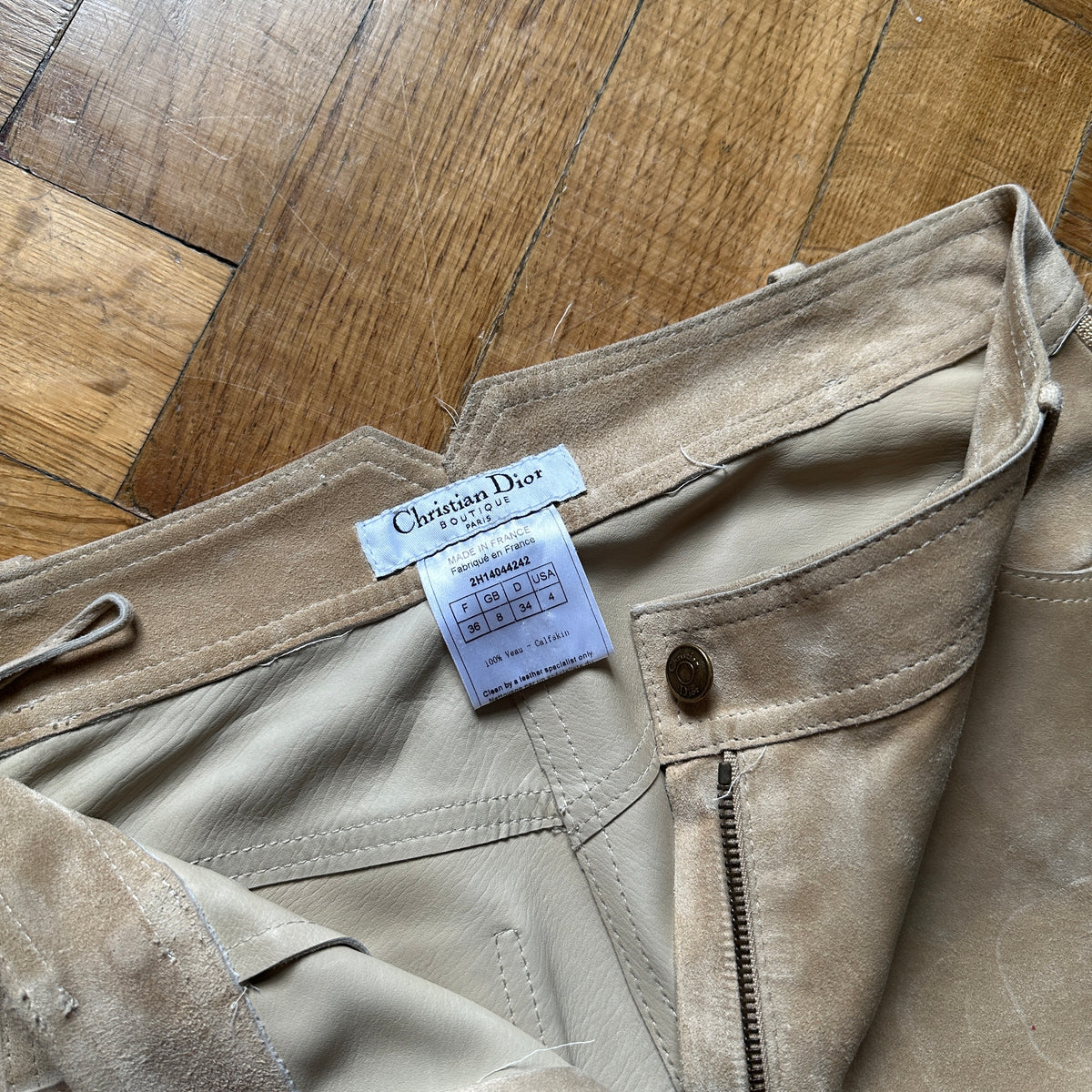 Christian Dior by John Galliano FW02 Beige Suede Laced Leather Pants