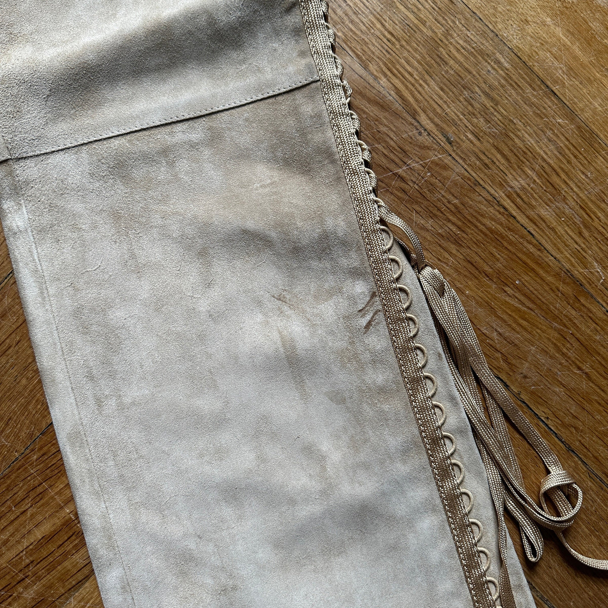Christian Dior by John Galliano FW02 Beige Suede Laced Leather Pants