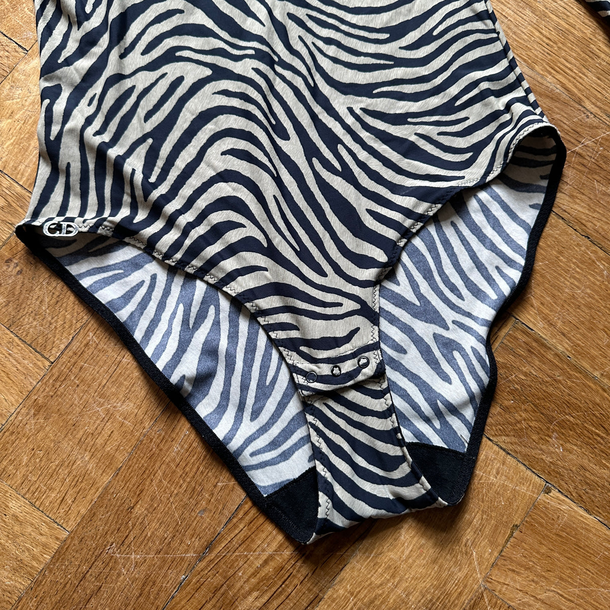 Christian Dior by John Galliano 2000s Zebra Print Body Suit