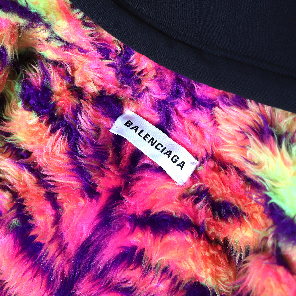Balenciaga FW17 1 of 1 Prototype Oversized Neon Fur Lined Patchwork Coat