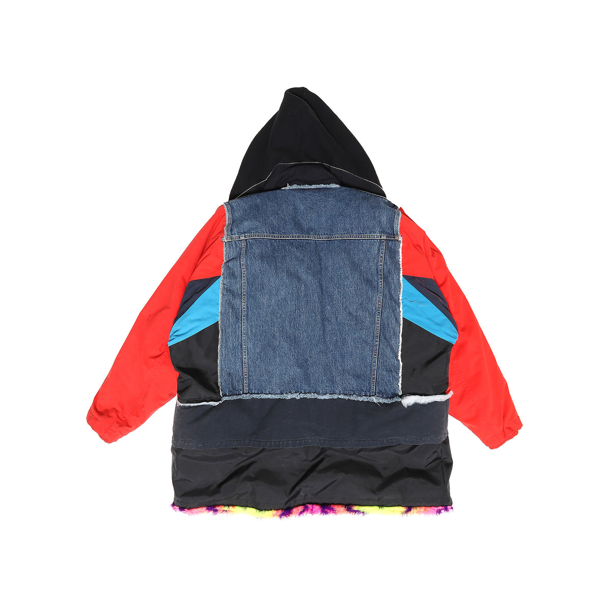 Balenciaga FW17 1 of 1 Prototype Oversized Neon Fur Lined Patchwork Coat