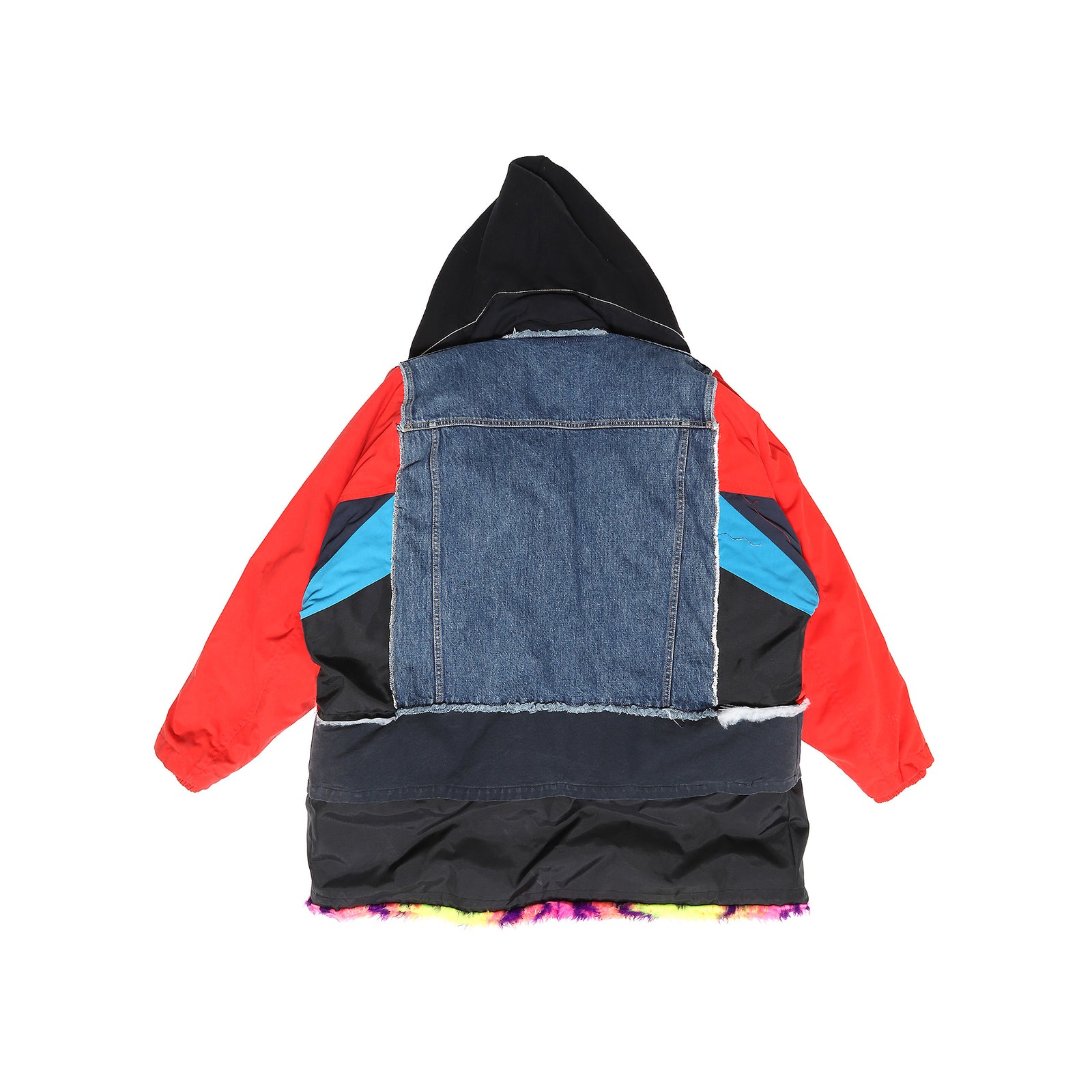 Balenciaga FW17 1 of 1 Prototype Oversized Neon Fur Lined Patchwork Coat