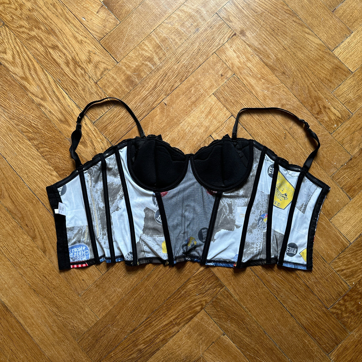 Christian Dior by John Galliano FW01 Miss Diorella Tromp L'Oeil Denim Bustier