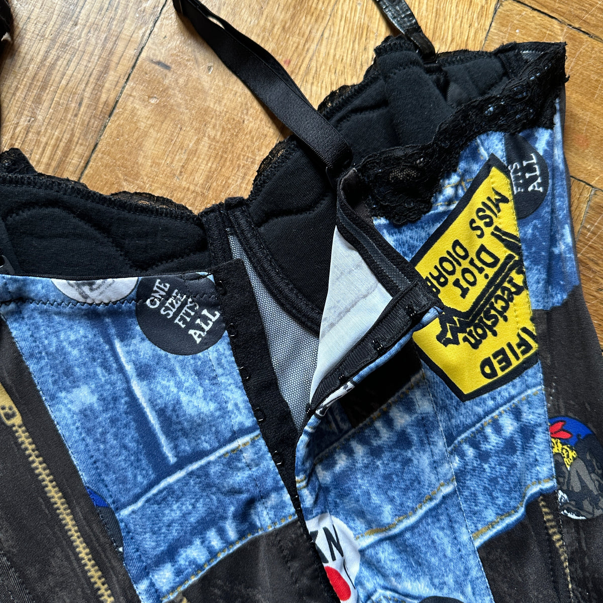 Christian Dior by John Galliano FW01 Miss Diorella Tromp L'Oeil Denim Bustier
