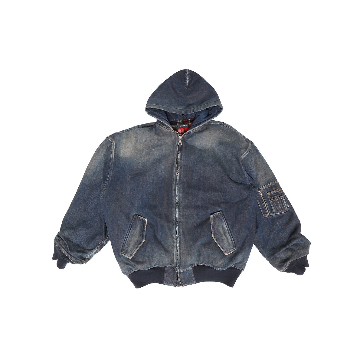 Balenciaga 1 of 1 Prototype Oversized Flannel Lined Washed Denim Bomber
