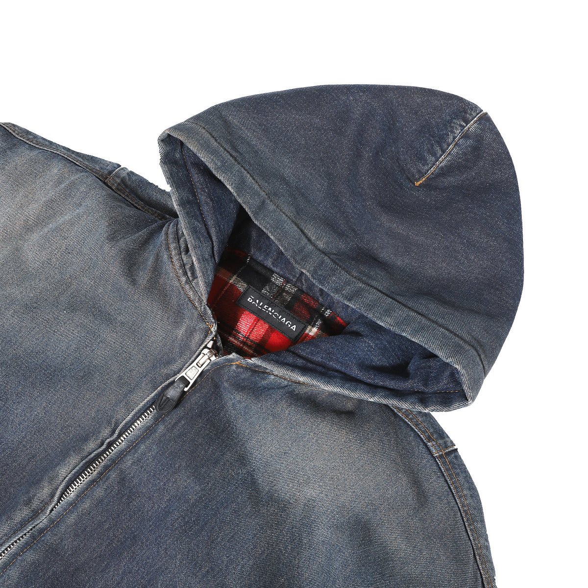 Balenciaga 1 of 1 Prototype Oversized Flannel Lined Washed Denim Bomber