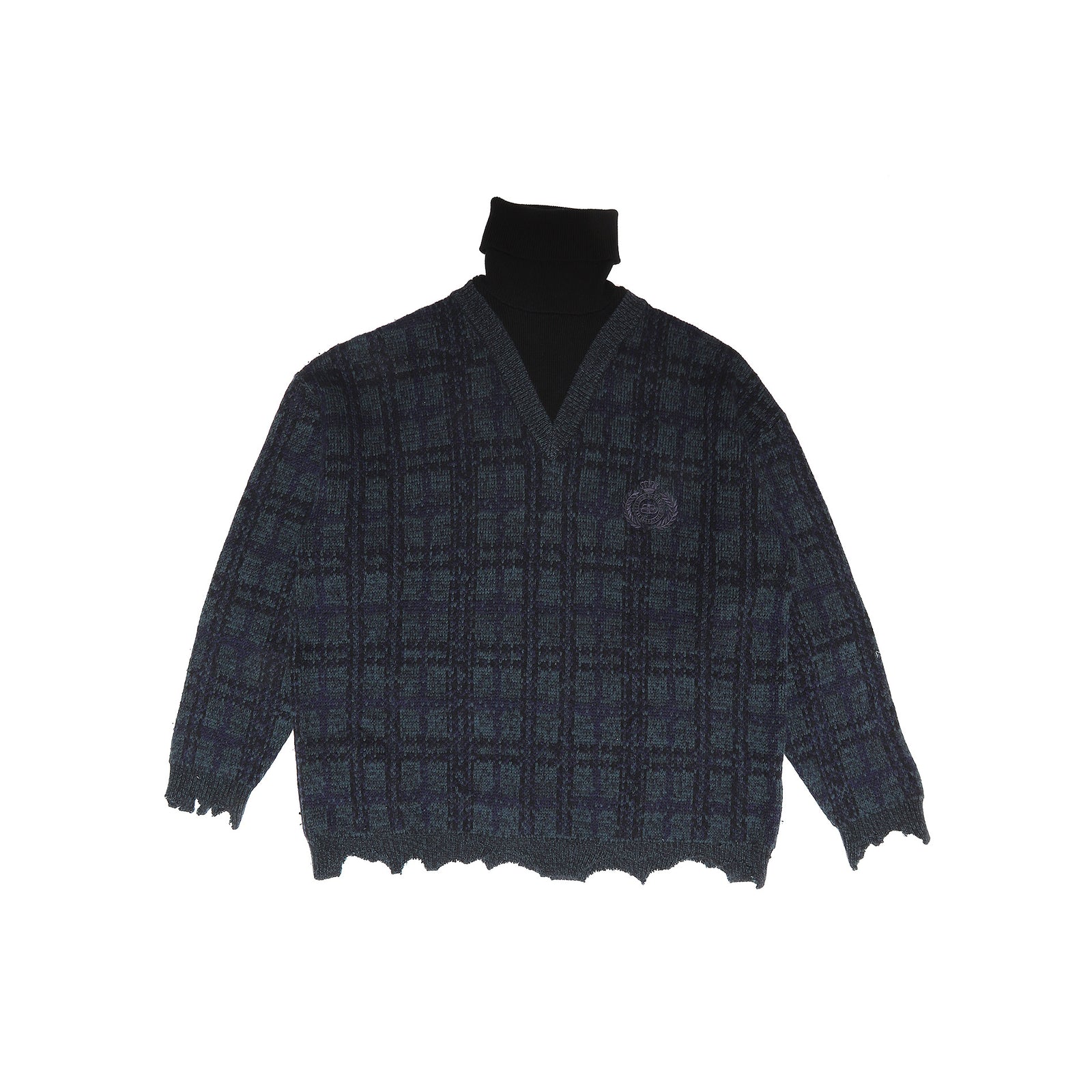 Balenciaga Oversized Distressed Turtleneck Knit Sweater