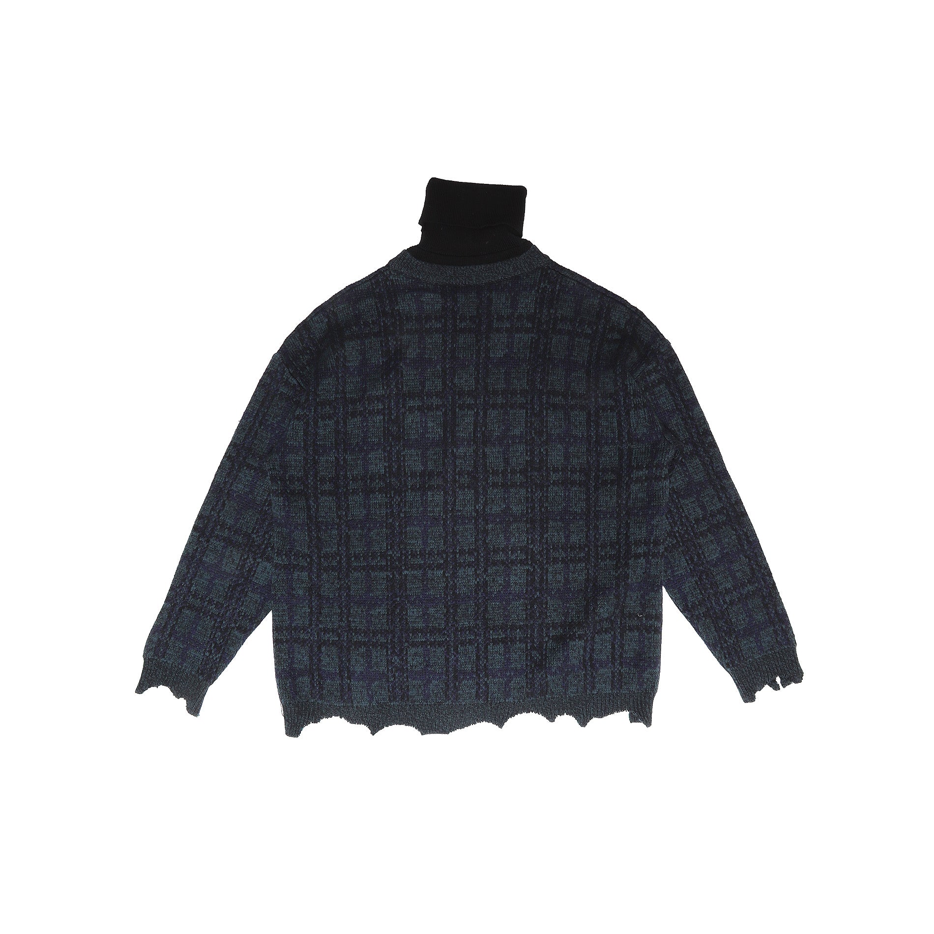 Balenciaga Oversized Distressed Turtleneck Knit Sweater