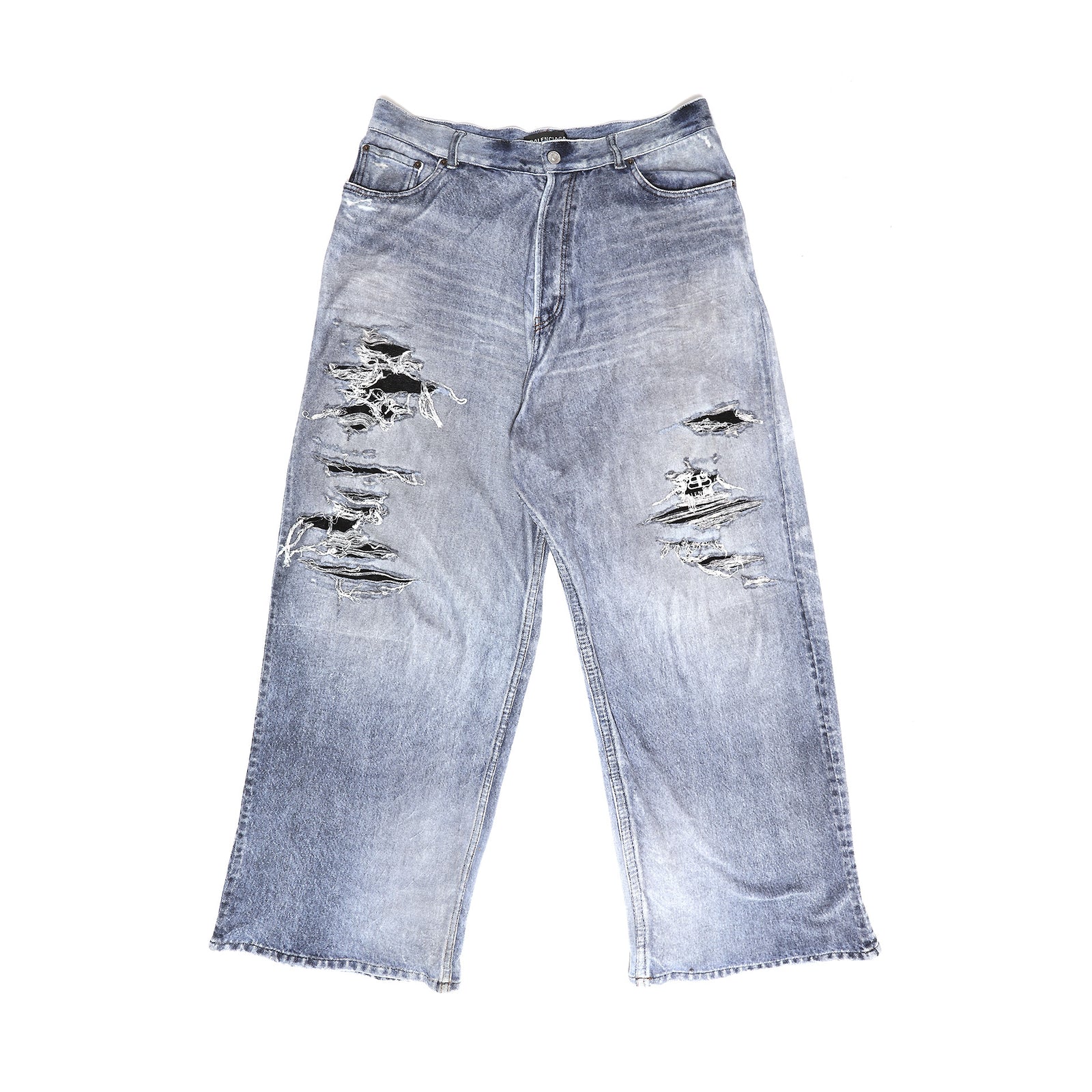 Balenciaga FW21 Tromp L'Oeil Denim Print Trousers