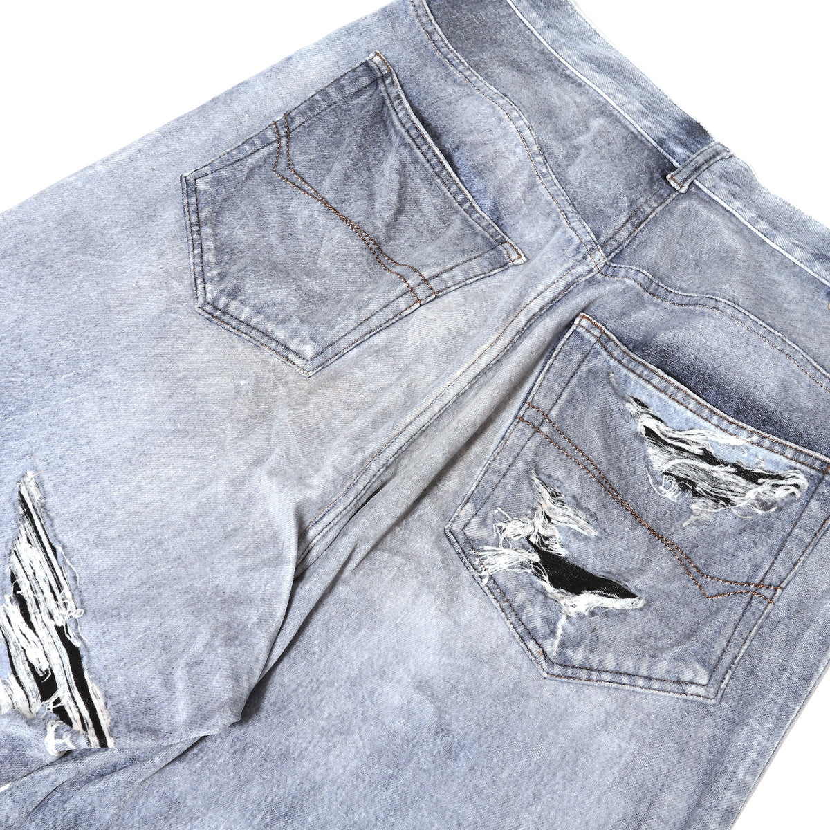Balenciaga FW21 Tromp L'Oeil Denim Print Trousers
