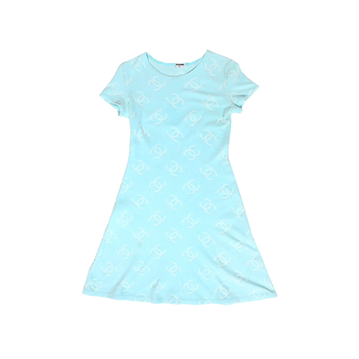 Chanel SS96 Seafoam Green Velvet CC Logo Dress