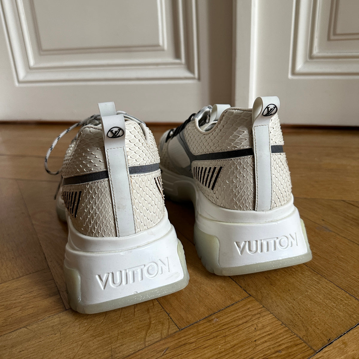 Louis Vuitton FW18 SAMPLE White Snakeskin Sneakers