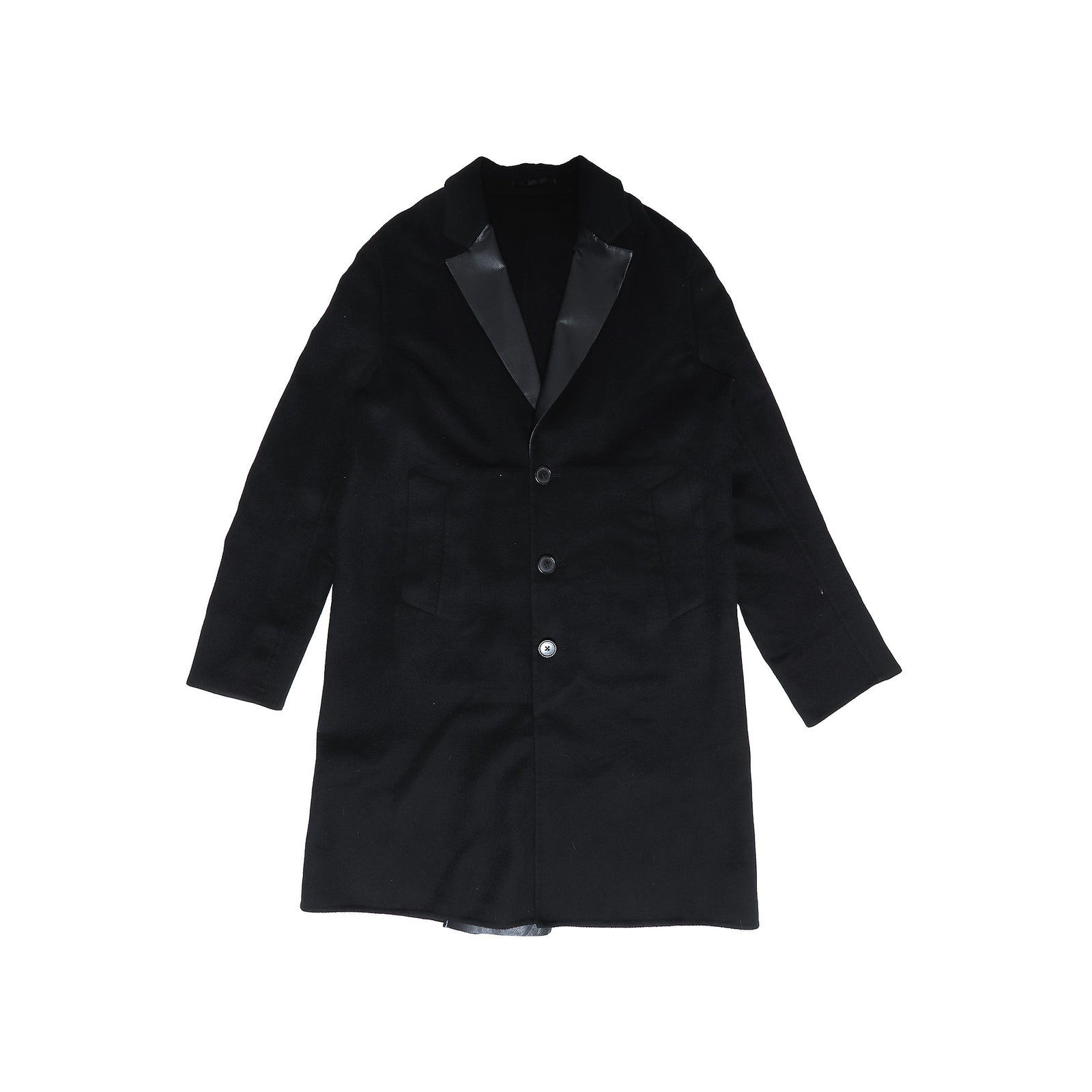 Berluti by Haider Ackermann Leather Lapel Black Coat