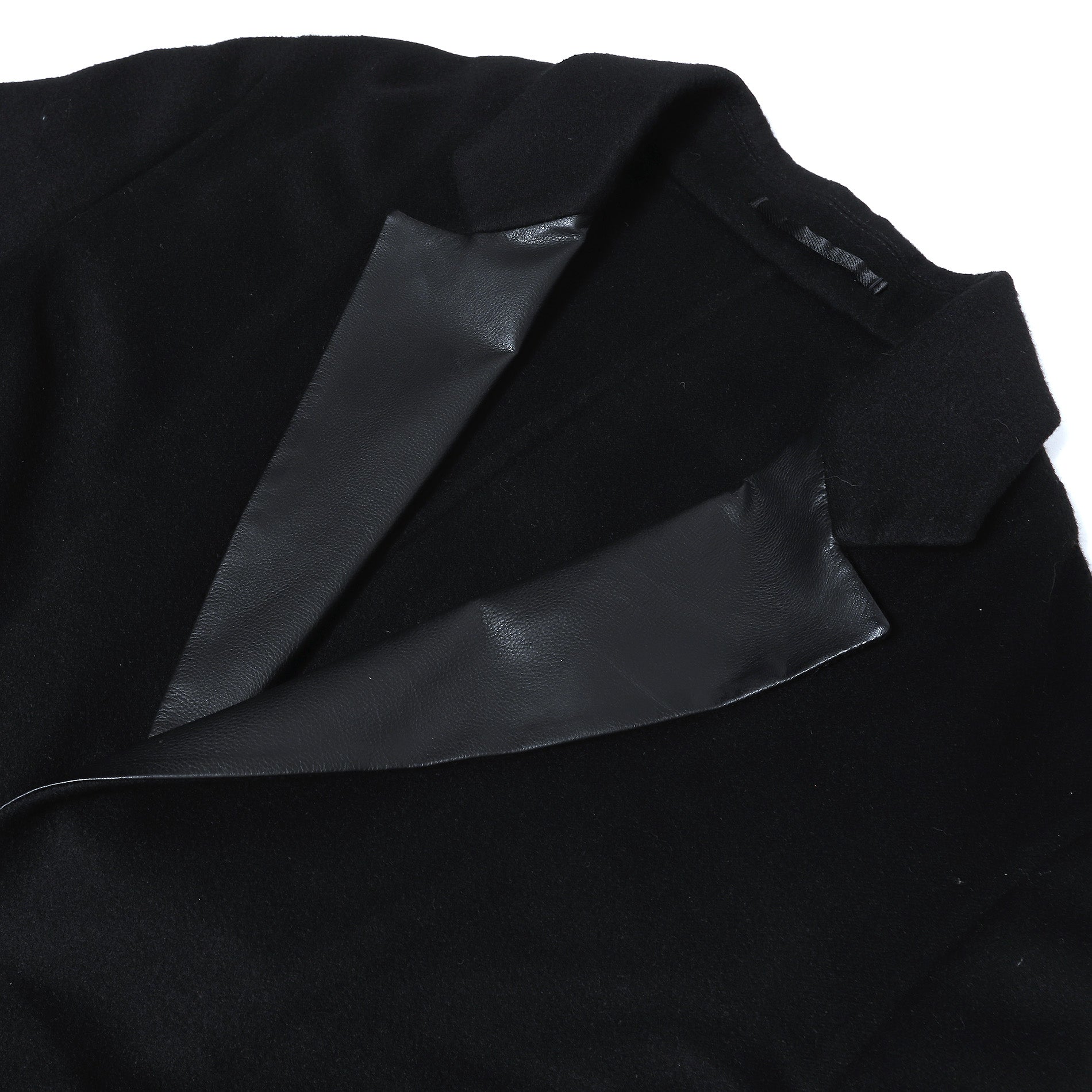 Berluti by Haider Ackermann Leather Lapel Black Coat