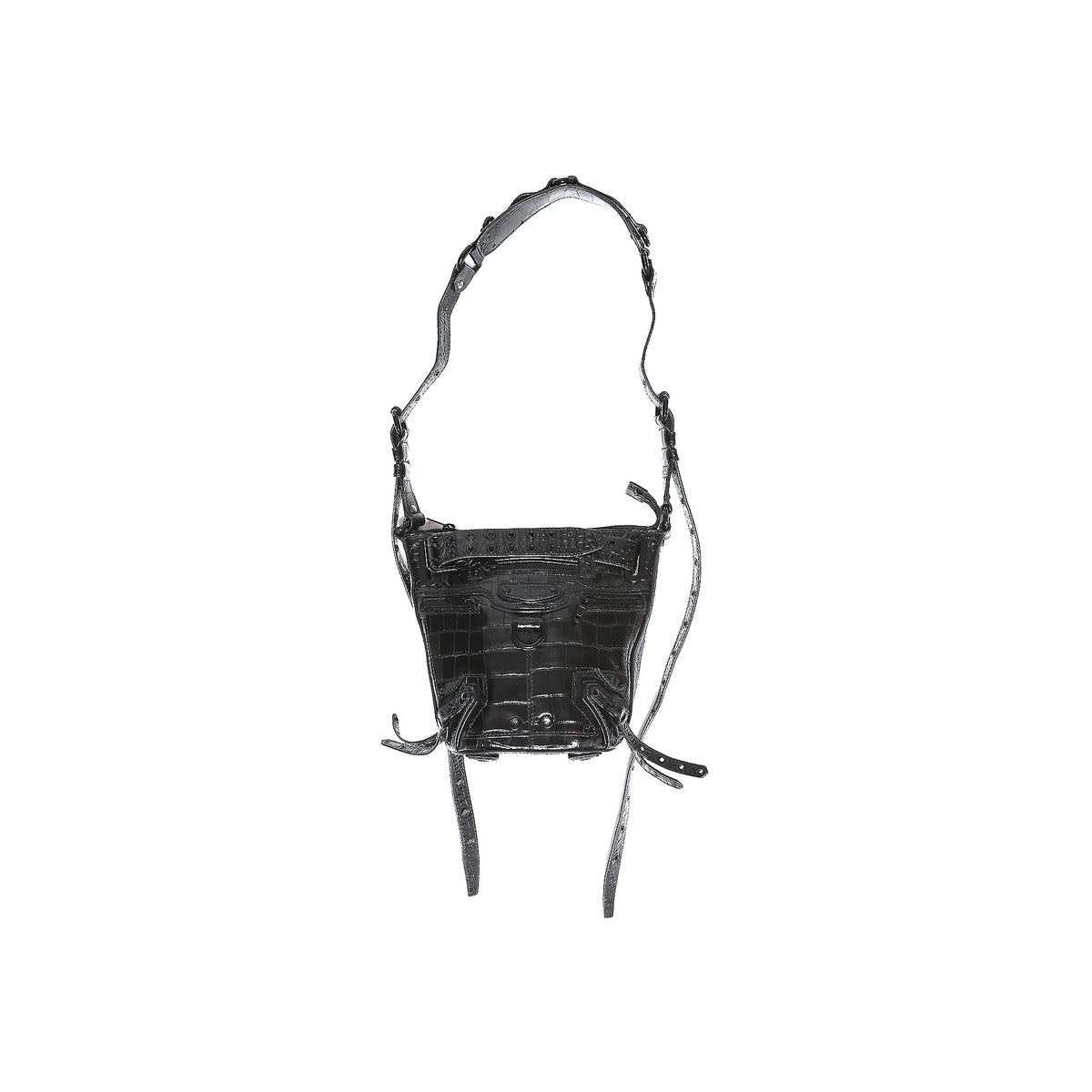 Balenciaga FW22 Prototype Black Croc Emo Bucket Bag