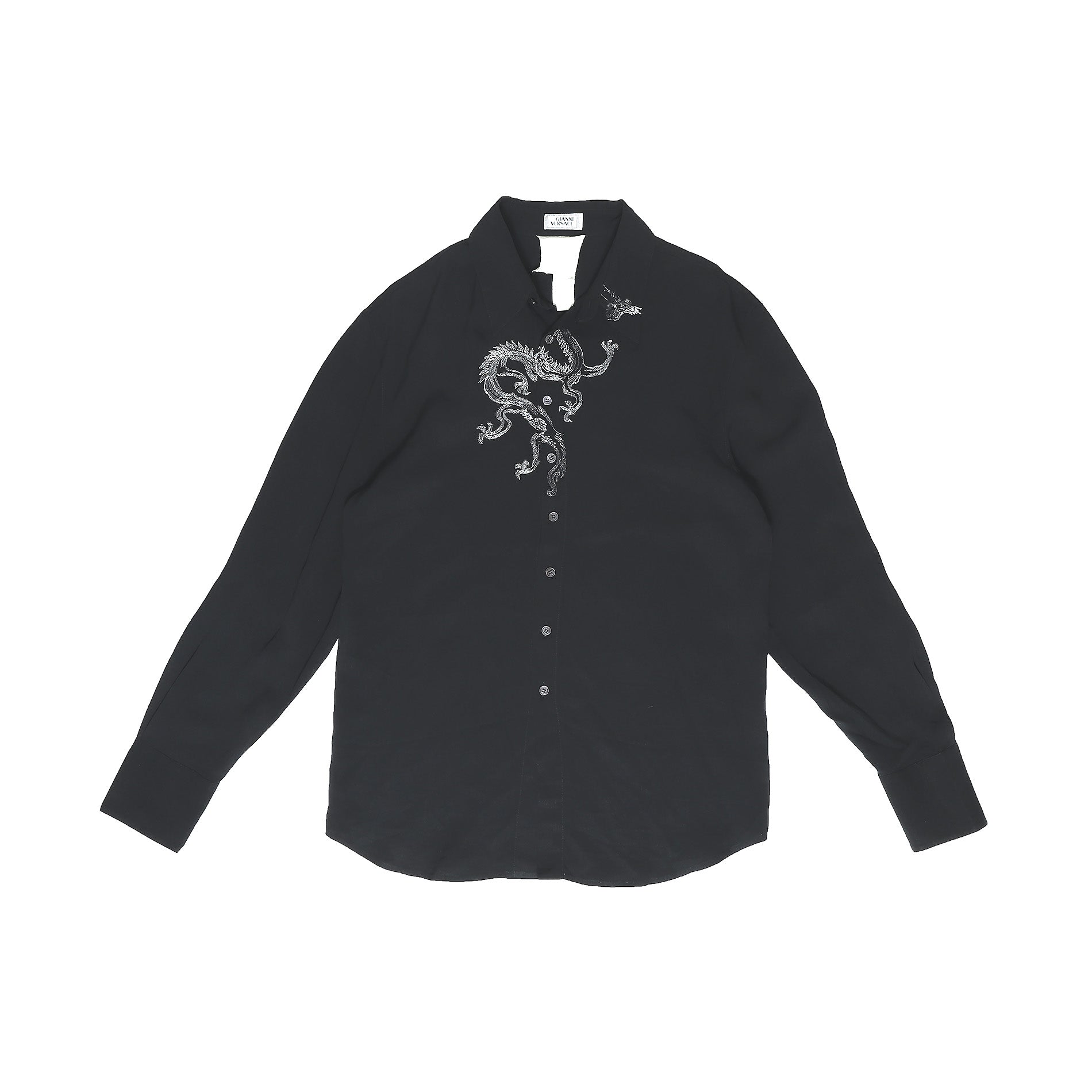 Gianni Versace 80s Dragon Embroidered Silk Shirt