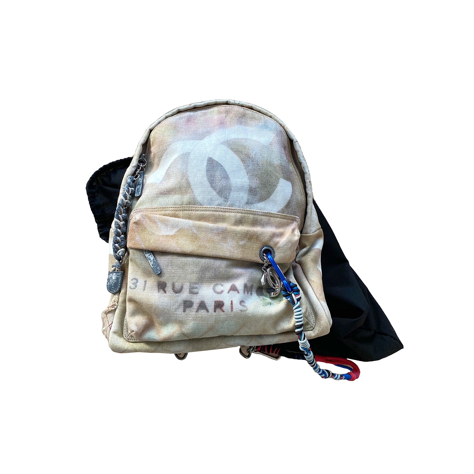 2014 Chanel Grey Painted Canvas Medium Graffiti Backpack at 1stDibs