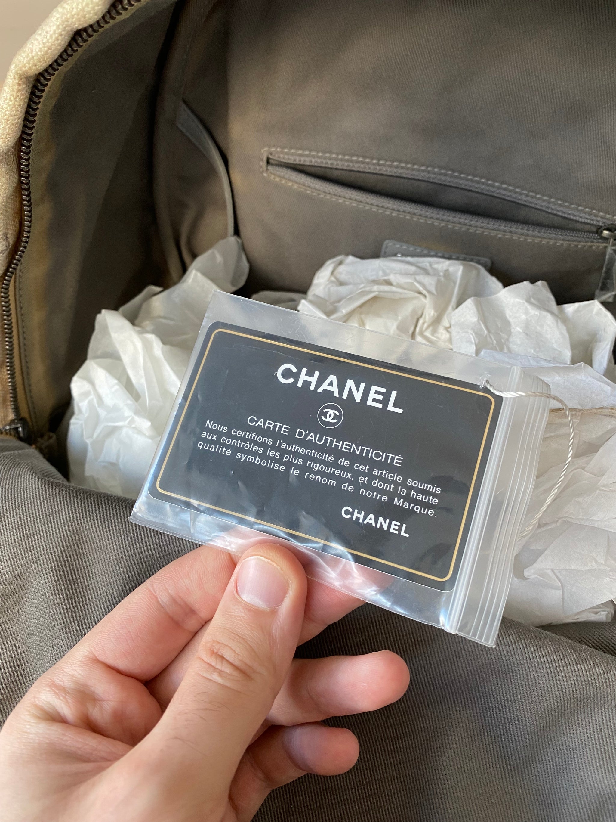 chanel beige backpack