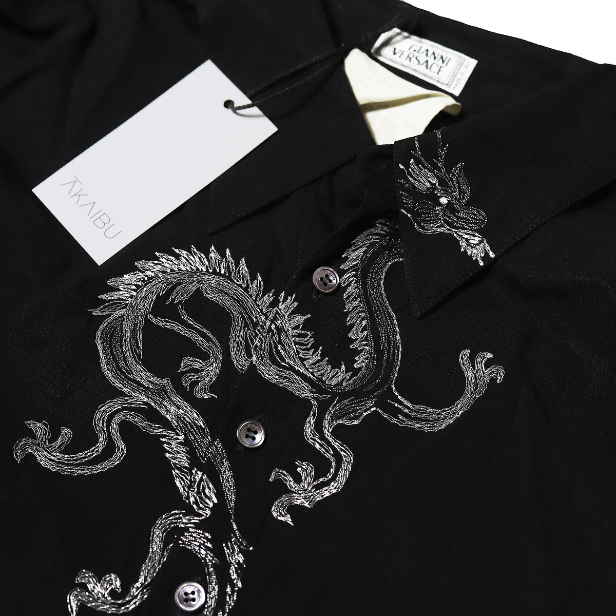 Gianni Versace 80s Dragon Embroidered Silk Shirt