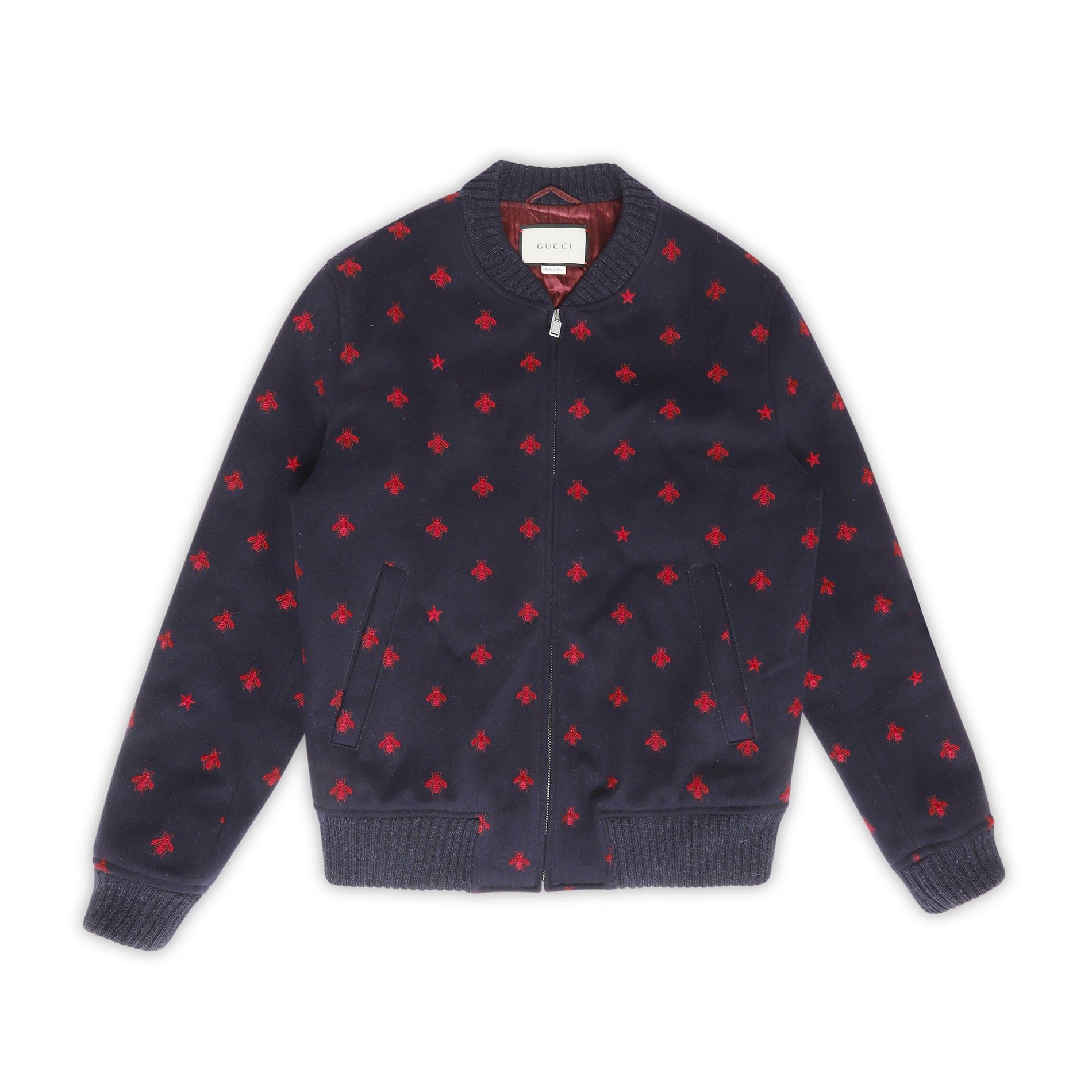 Gucci Bee Embroidered Wool Bomber
