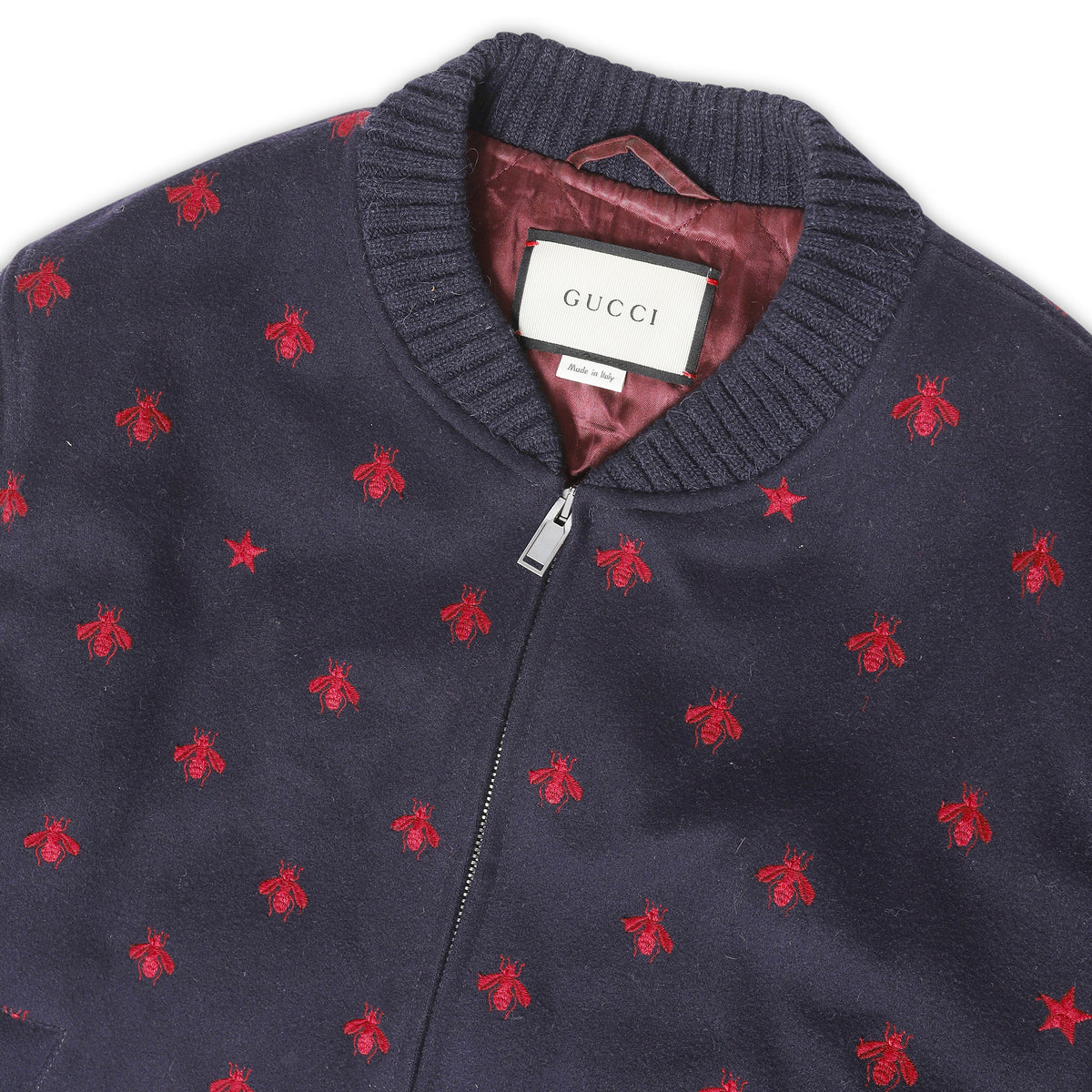 Gucci Bee Embroidered Wool Bomber