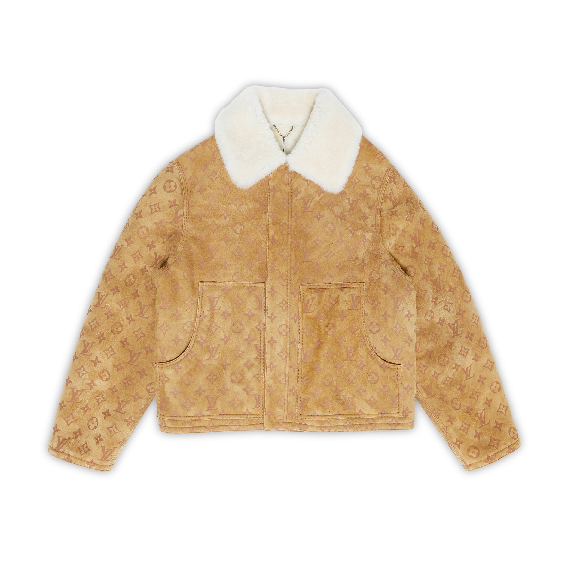 Louis Vuitton FW20 Monogram Suede Shearling Jacket Ākaibu Store