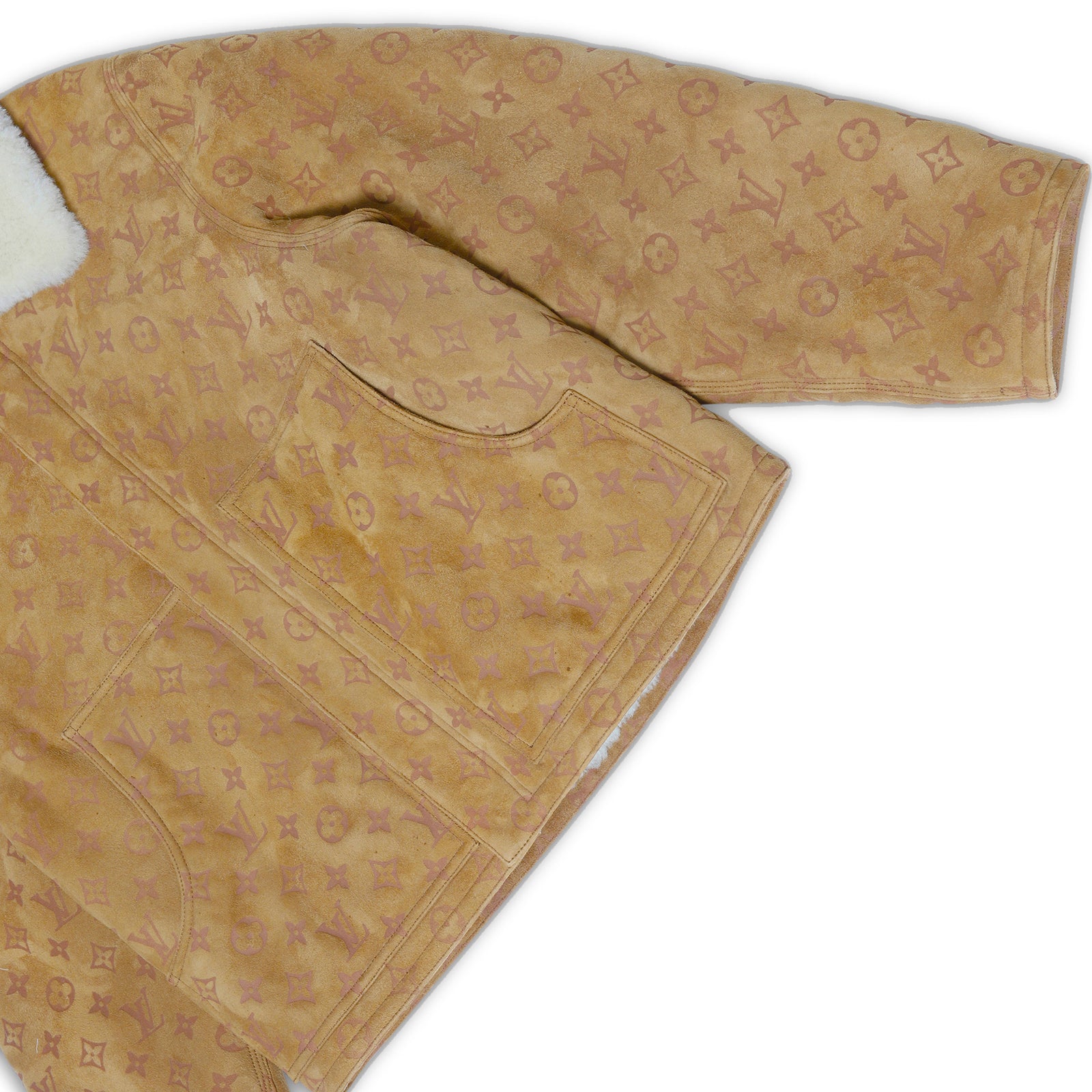 Louis Vuitton FW20 Monogram Suede Shearling Jacket