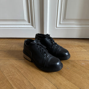 Dirk Bikkembergs 90s Black Leather Metal Heel Shoes