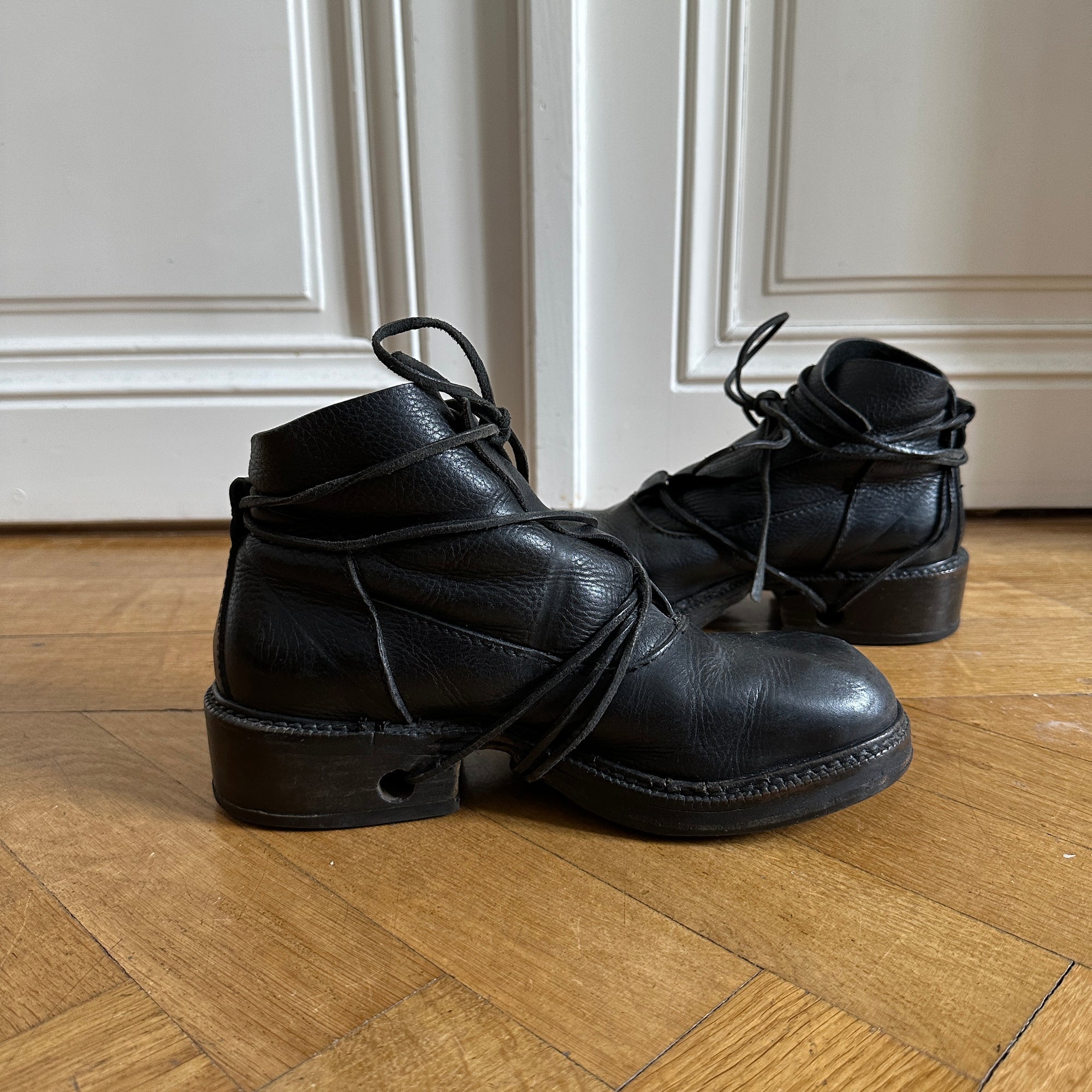 Dirk Bikkembergs 90s Lace Through Heel Leather Boots