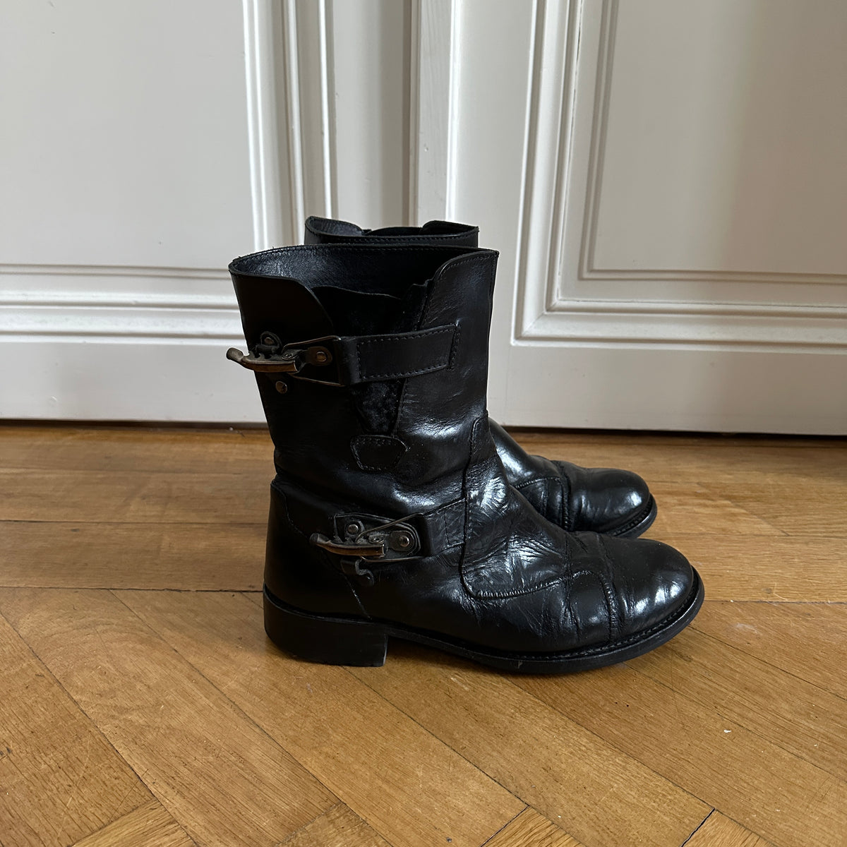 Jean Paul Gaultier Homme 80s Buckled Black Leather Boots