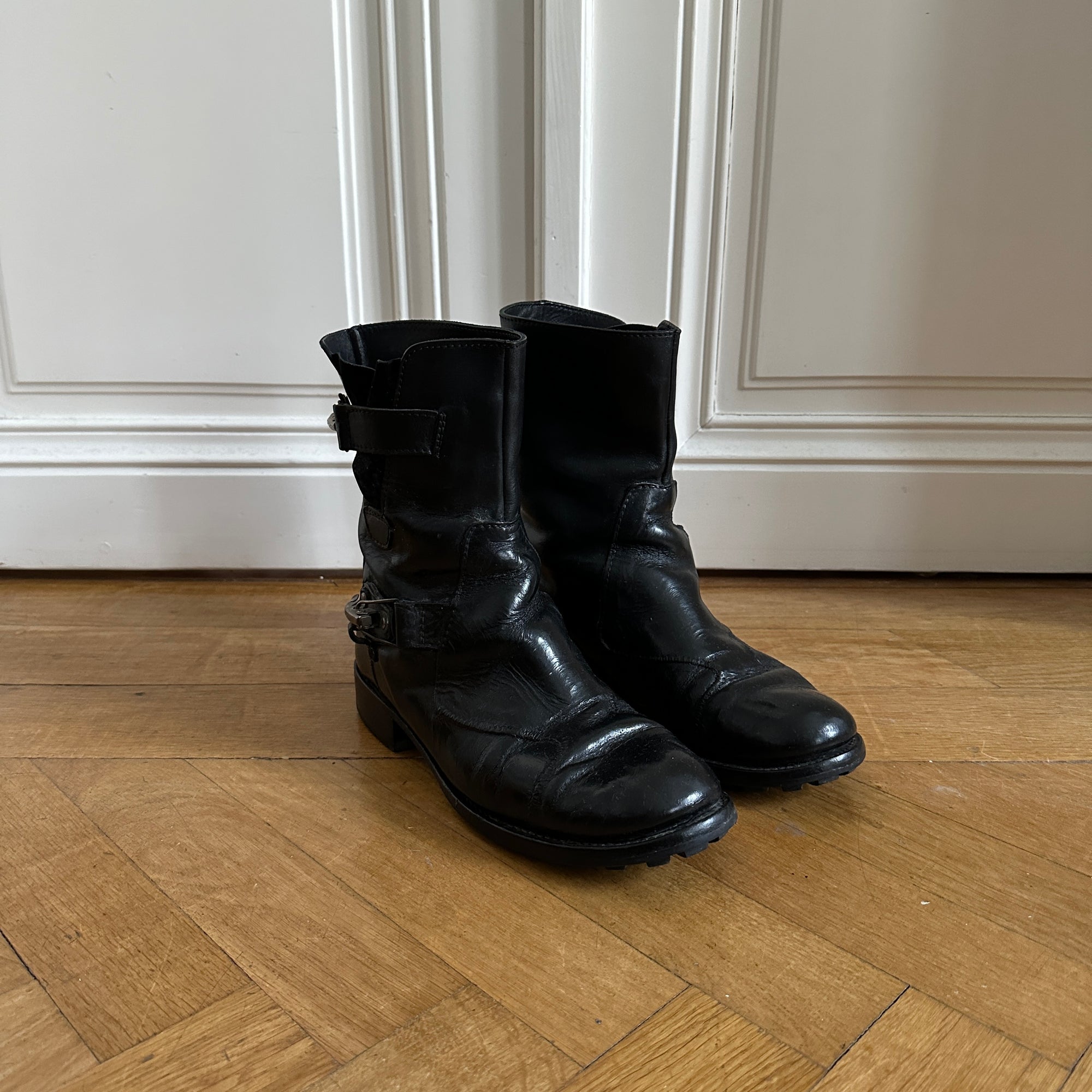 Jean Paul Gaultier Homme 80s Buckled Black Leather Boots