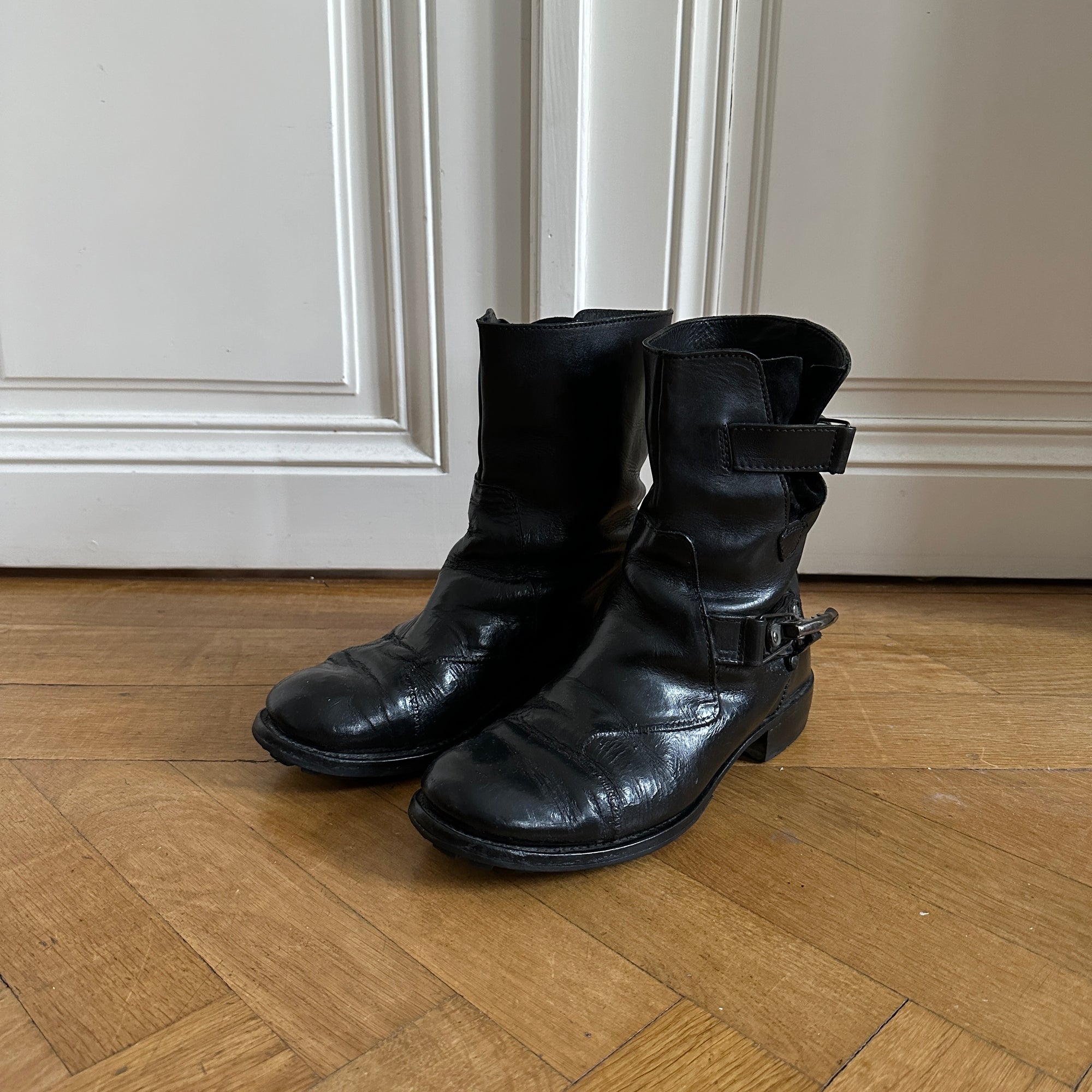 Jean Paul Gaultier Homme 80s Buckled Black Leather Boots