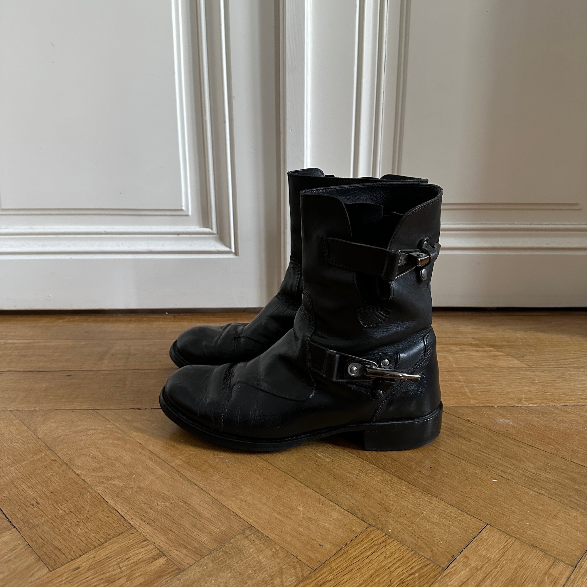 Jean Paul Gaultier Homme 80s Buckled Black Leather Boots