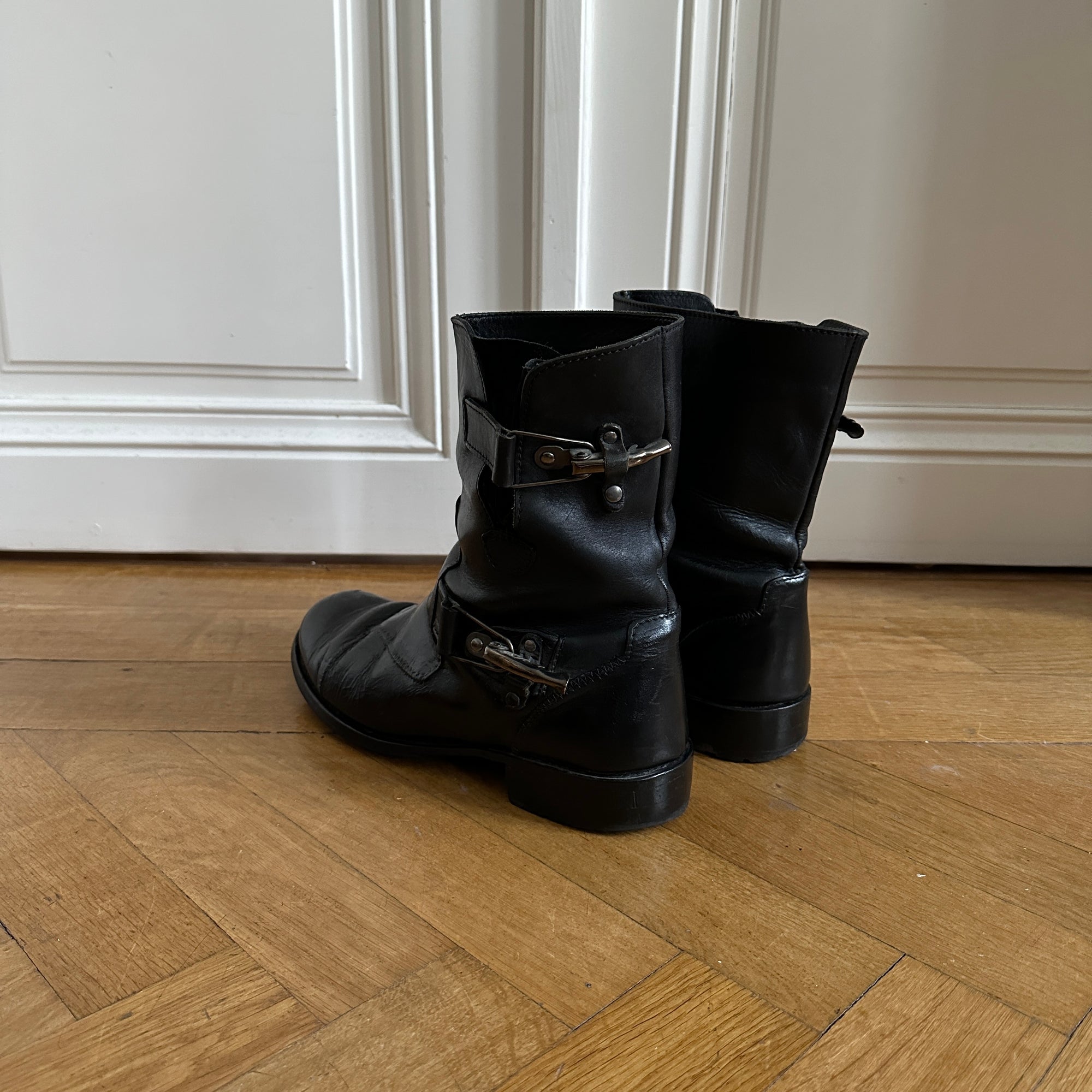 Jean Paul Gaultier Homme 80s Buckled Black Leather Boots