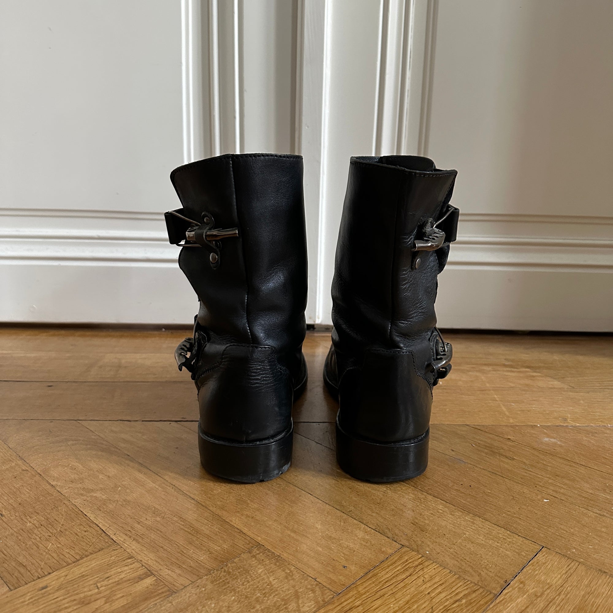 Jean Paul Gaultier Homme 80s Buckled Black Leather Boots