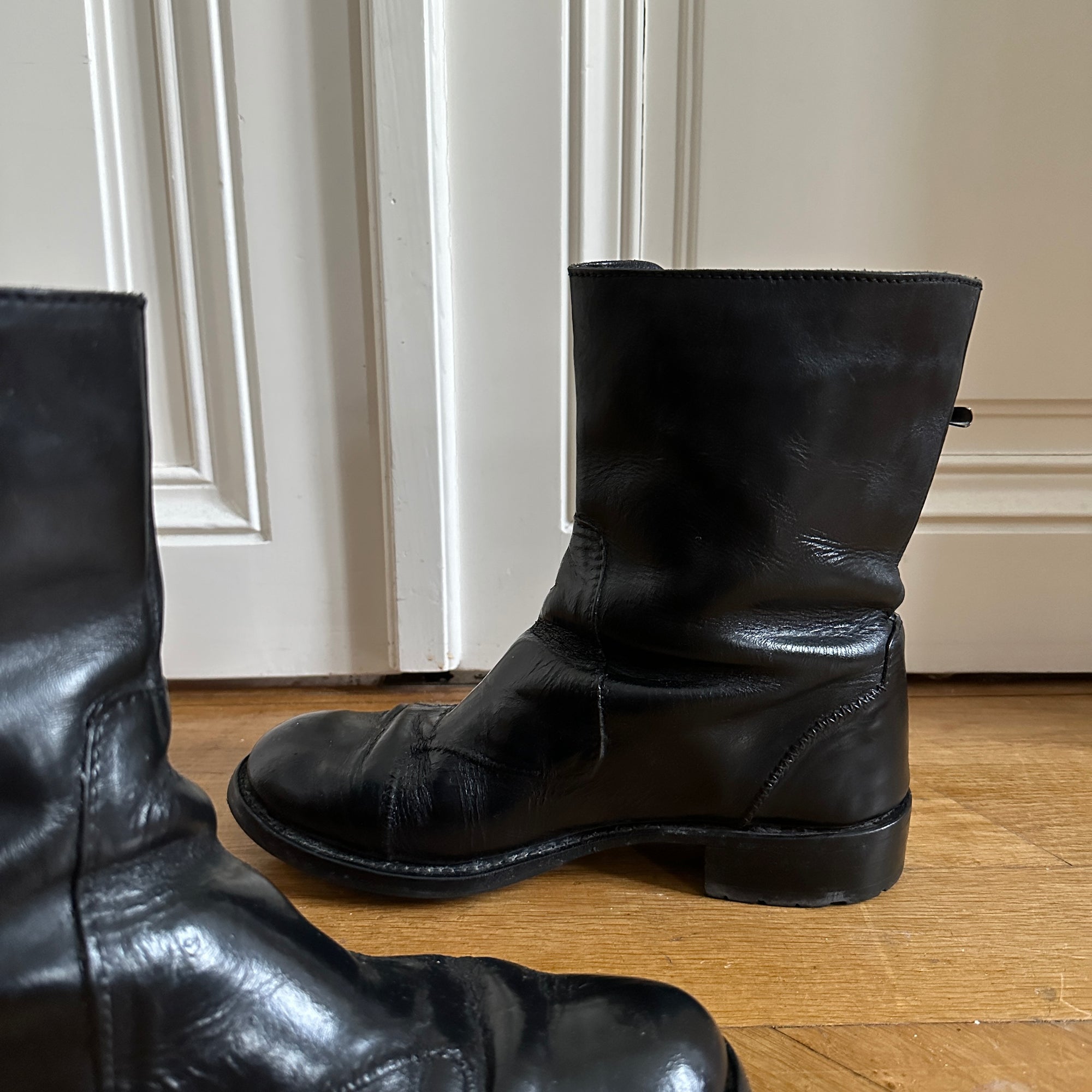 Jean Paul Gaultier Homme 80s Buckled Black Leather Boots