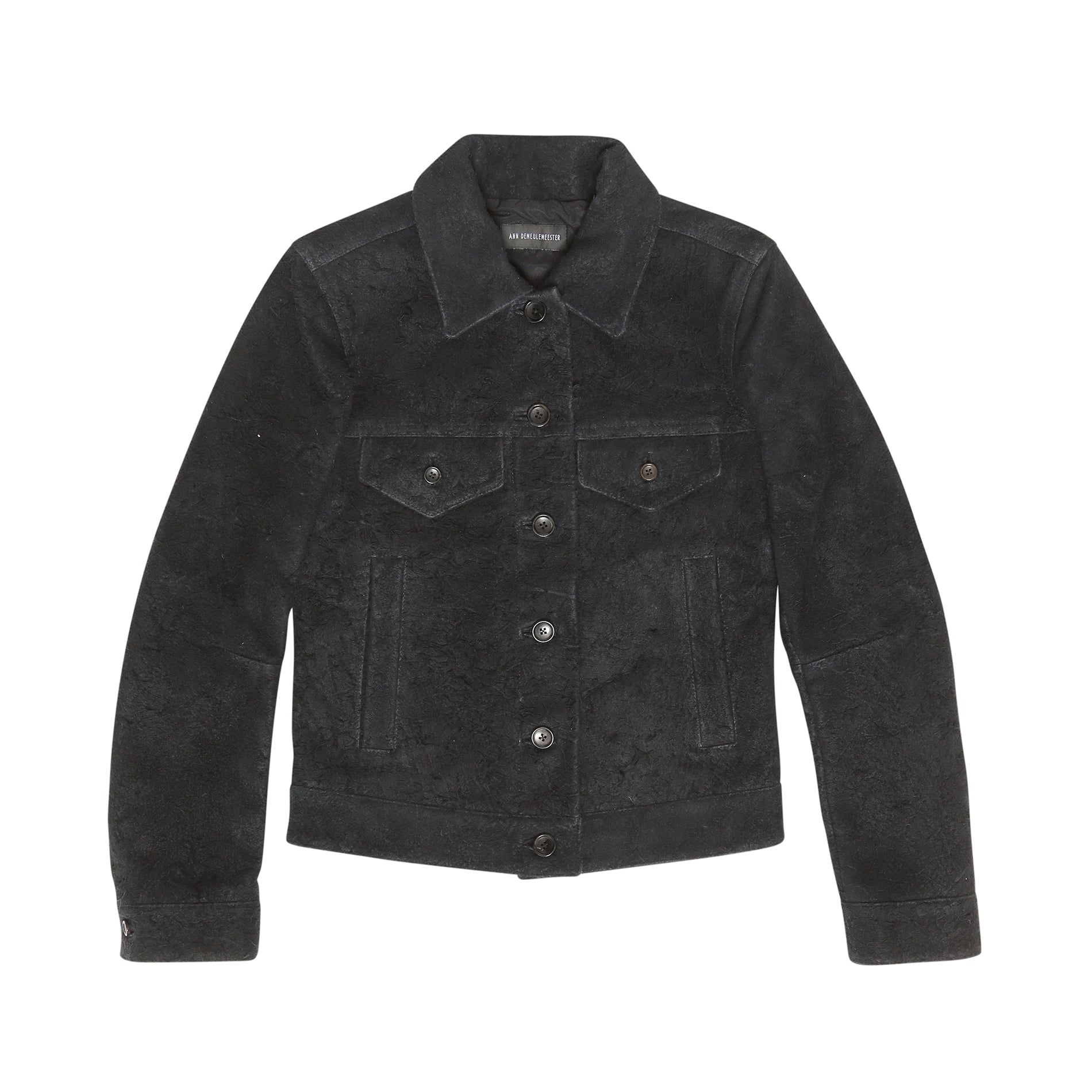 Ann Demeulemeester AW00 Black Burnt Suede Sample Trucker Jacket