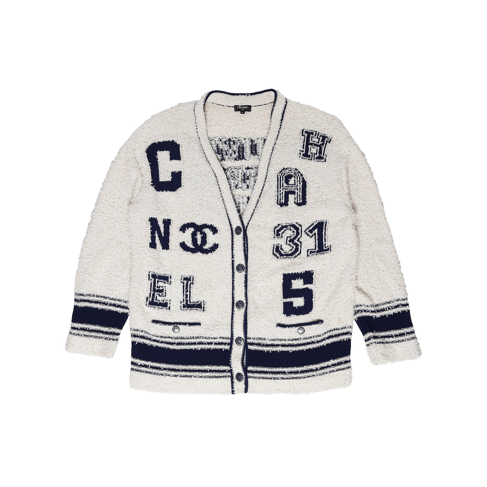 Chanel Pre SS19 Oversized Boucle Varsity Cardigan