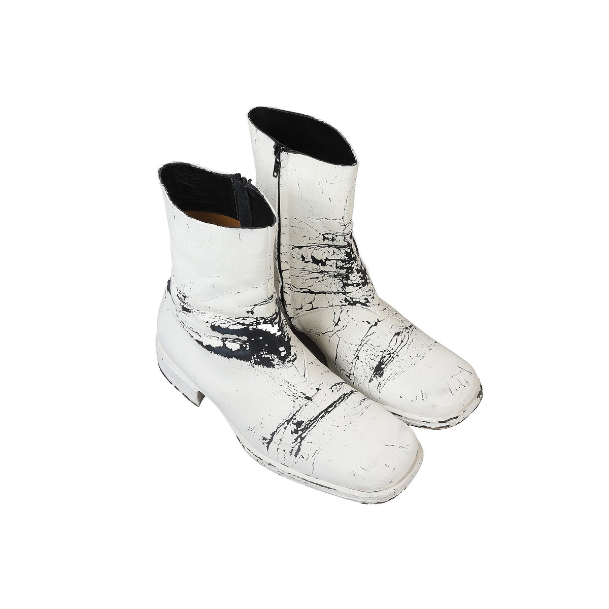 Maison Martin Margiela 2002 Artisanal Hand Painted Square Toe Boots