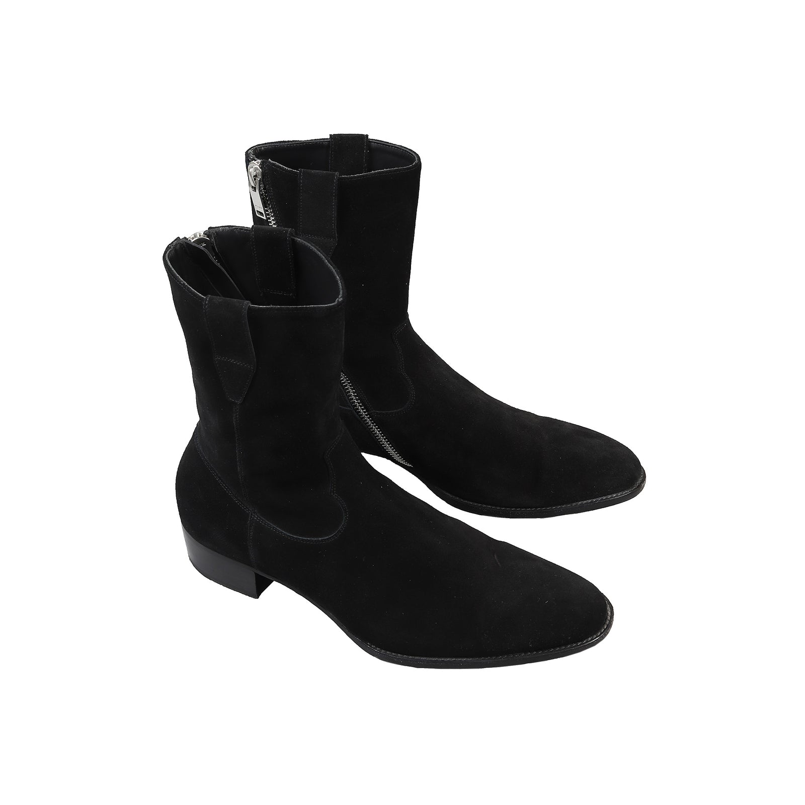 Saint Laurent Paris FW2013 Black Suede Sample Cowboy Boots