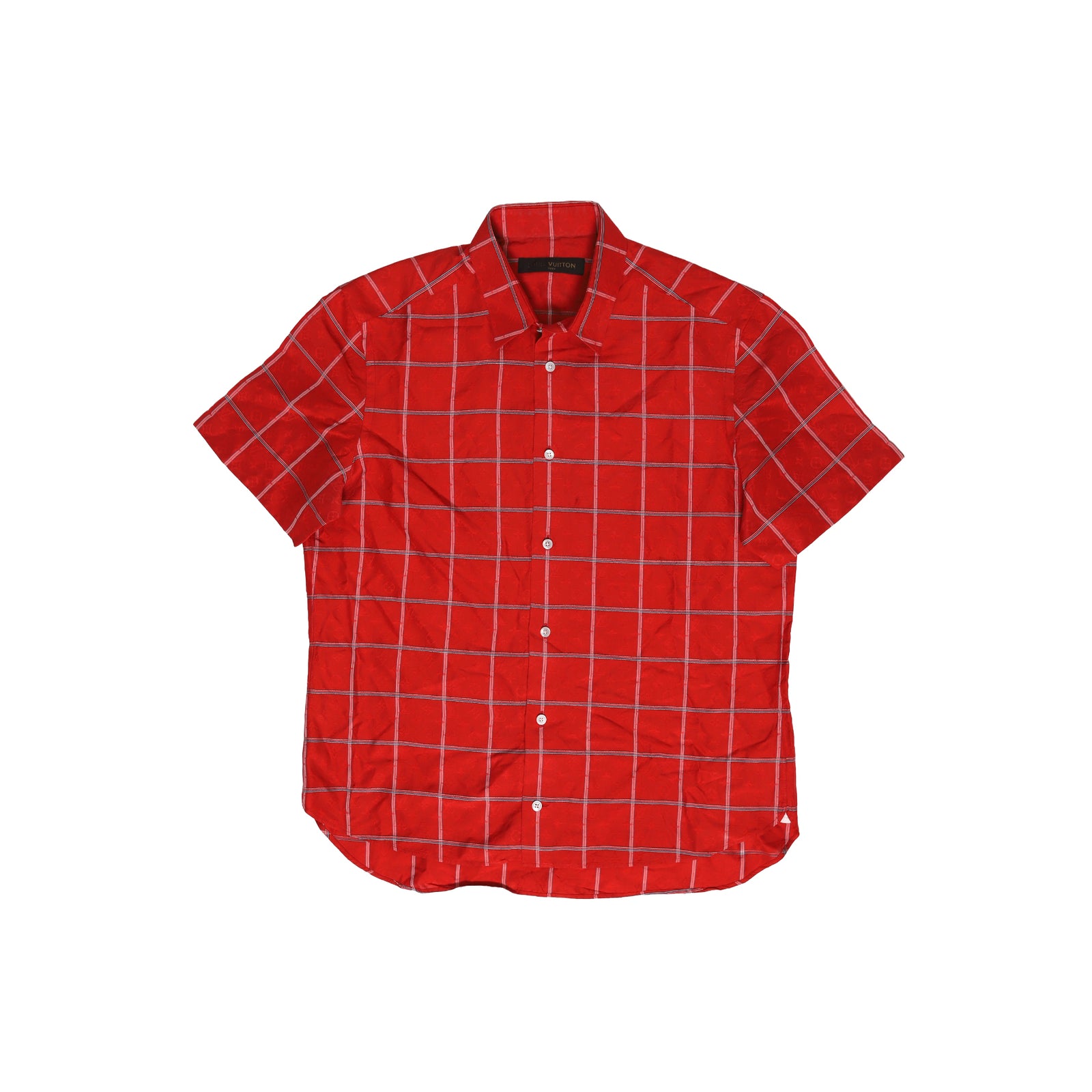 Louis Vuitton FW16 Red Monogram Silk Short Sleeve