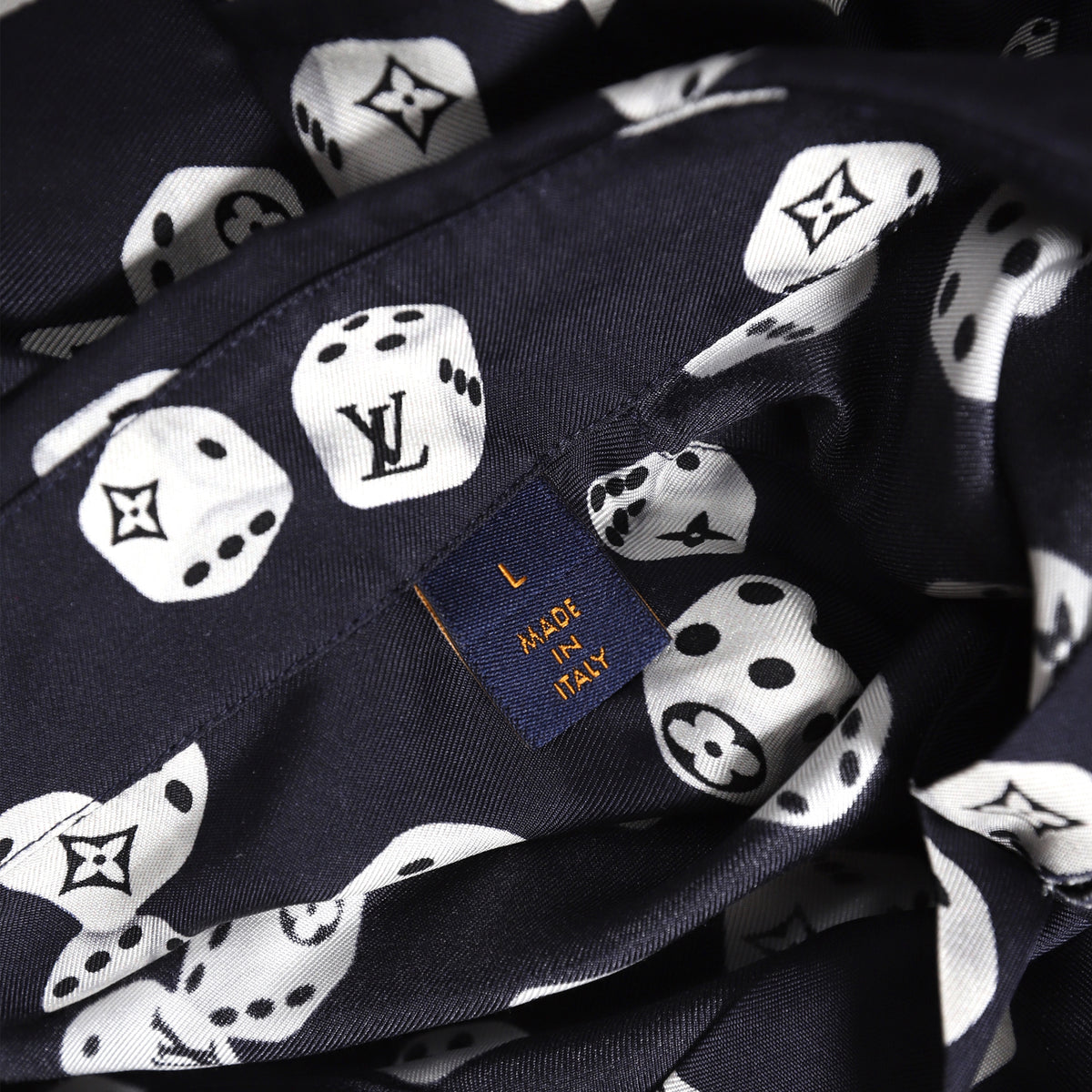 Louis Vuitton FW18 Black Silk Dice Shirt
