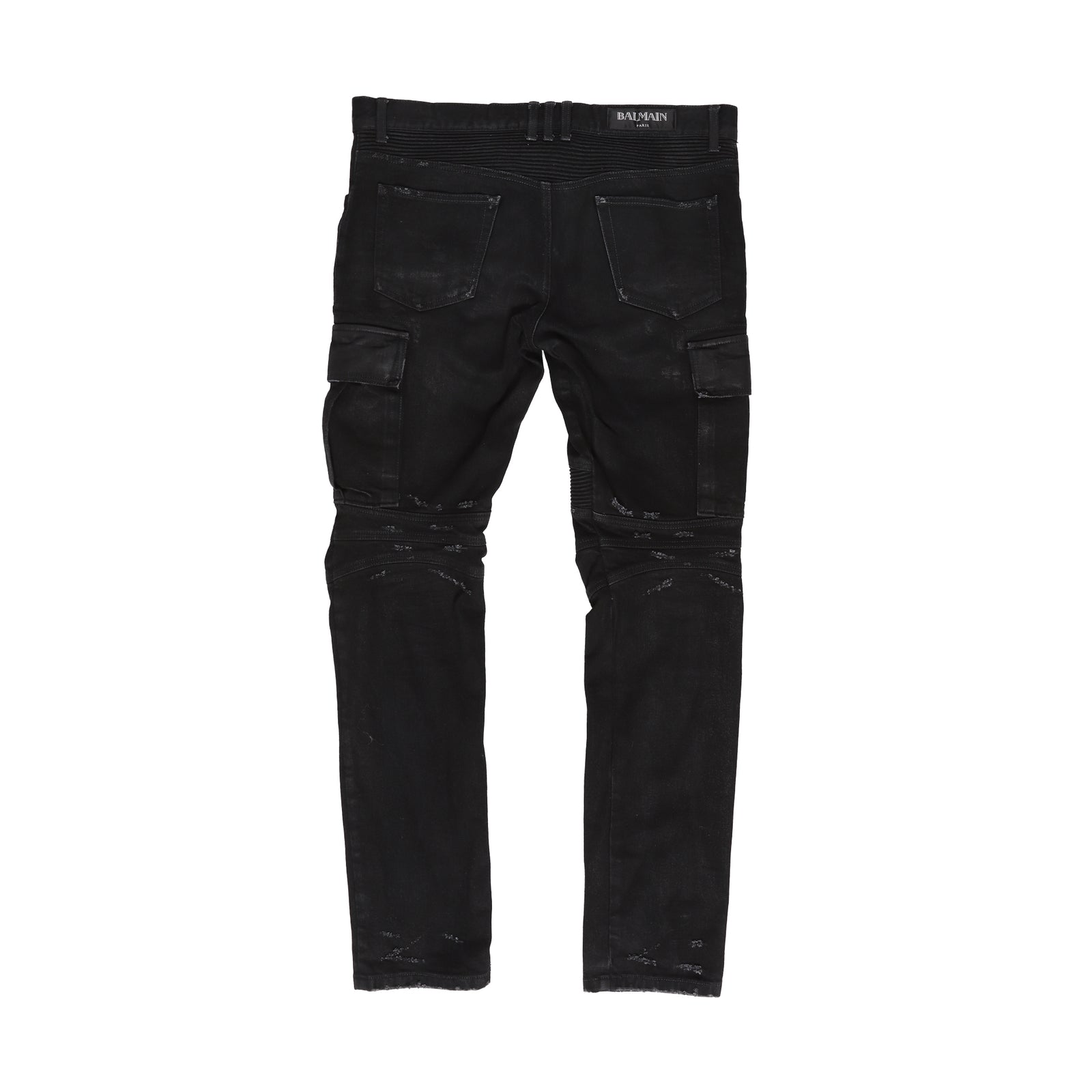 Balmain FW15 Black Waxed Biker Denim