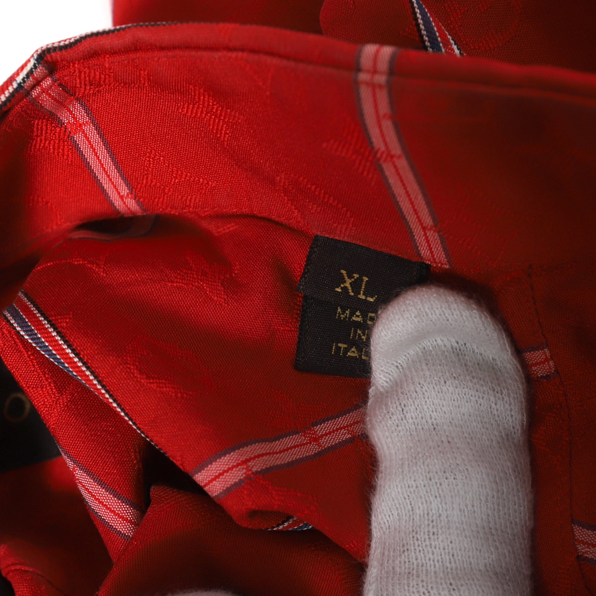Louis Vuitton FW16 Red Monogram Silk Short Sleeve