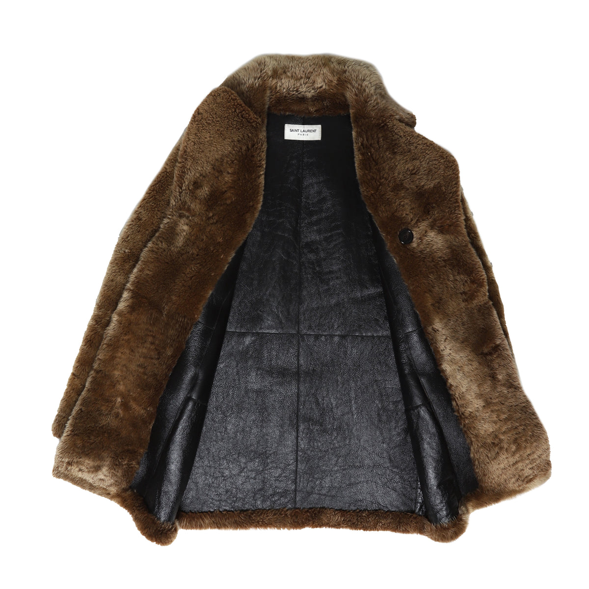 Saint Laurent Paris FW16 Shearling Fur Double Breasted Sample Coat