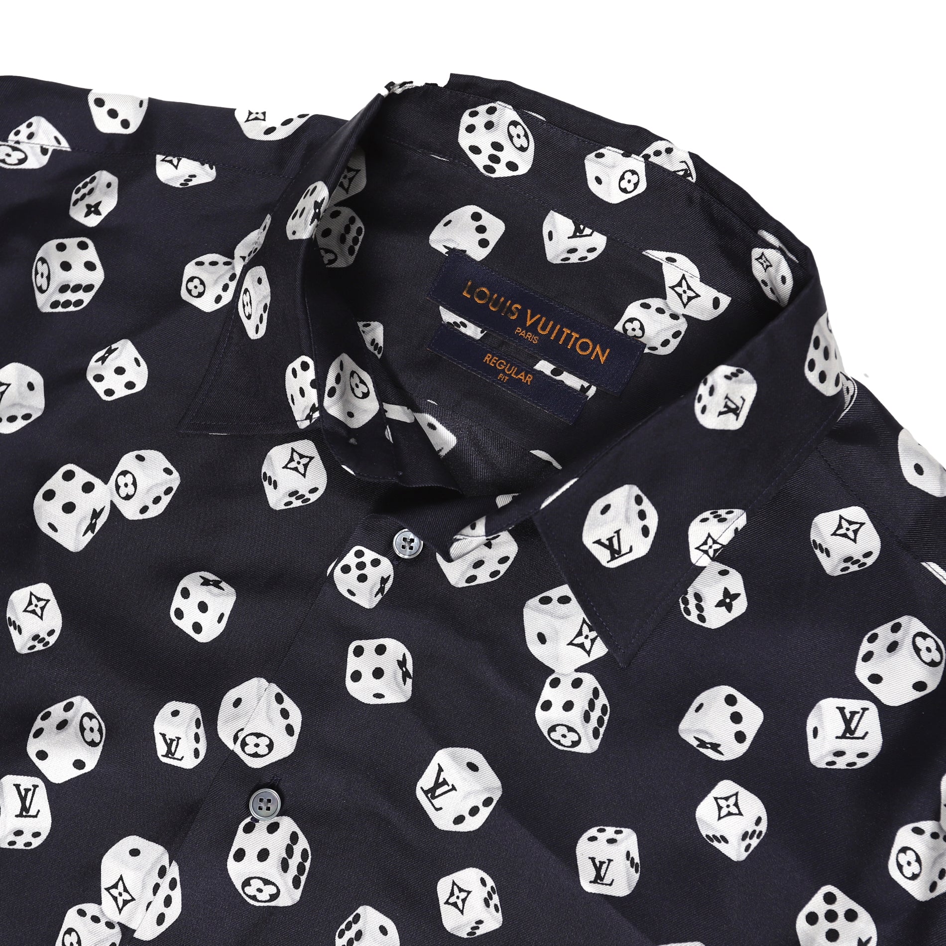 Louis Vuitton FW18 Black Silk Dice Shirt