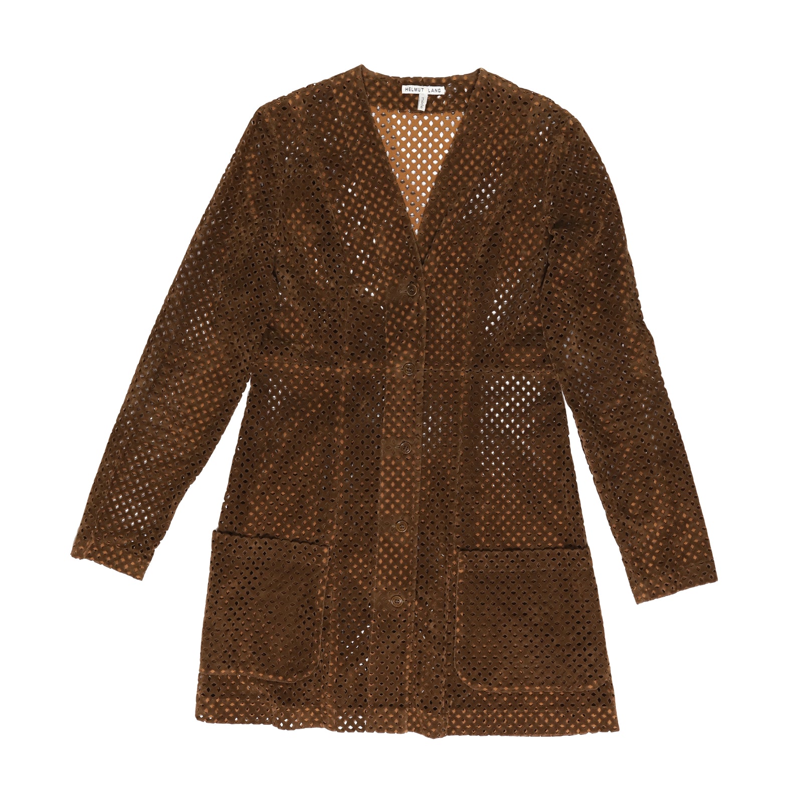 Helmut Lang AW91 Brown Leather Lasercut Dress