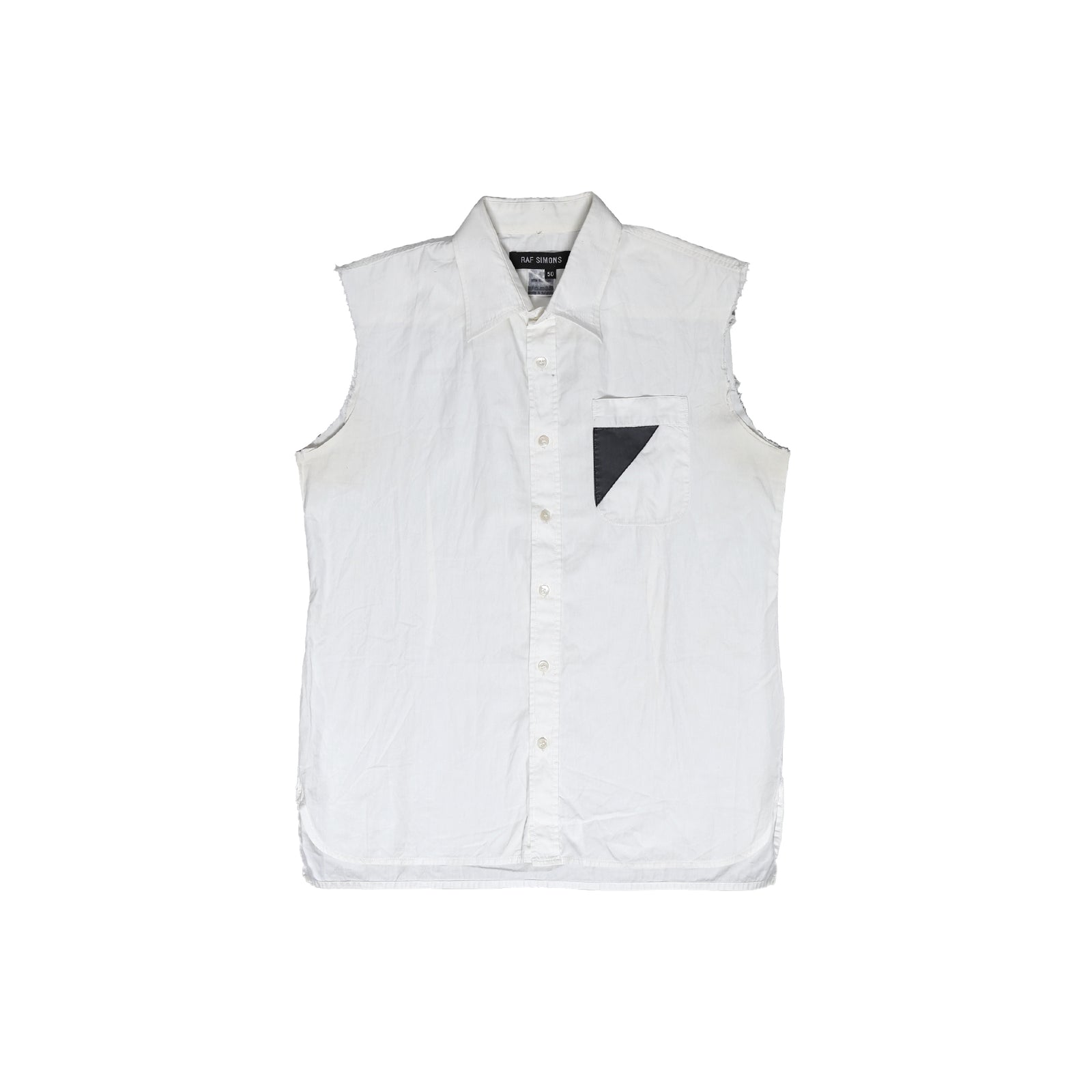 Raf Simons SS98 Black Palms Raw Hem Sleeveless Shirt